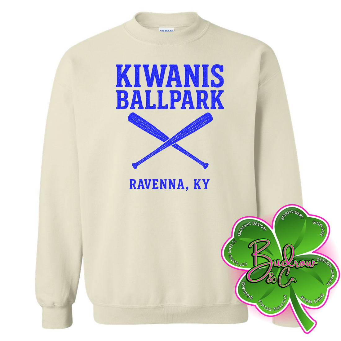 Kiwanis Ballpark Crewneck Sweatshirt (Blue Text)