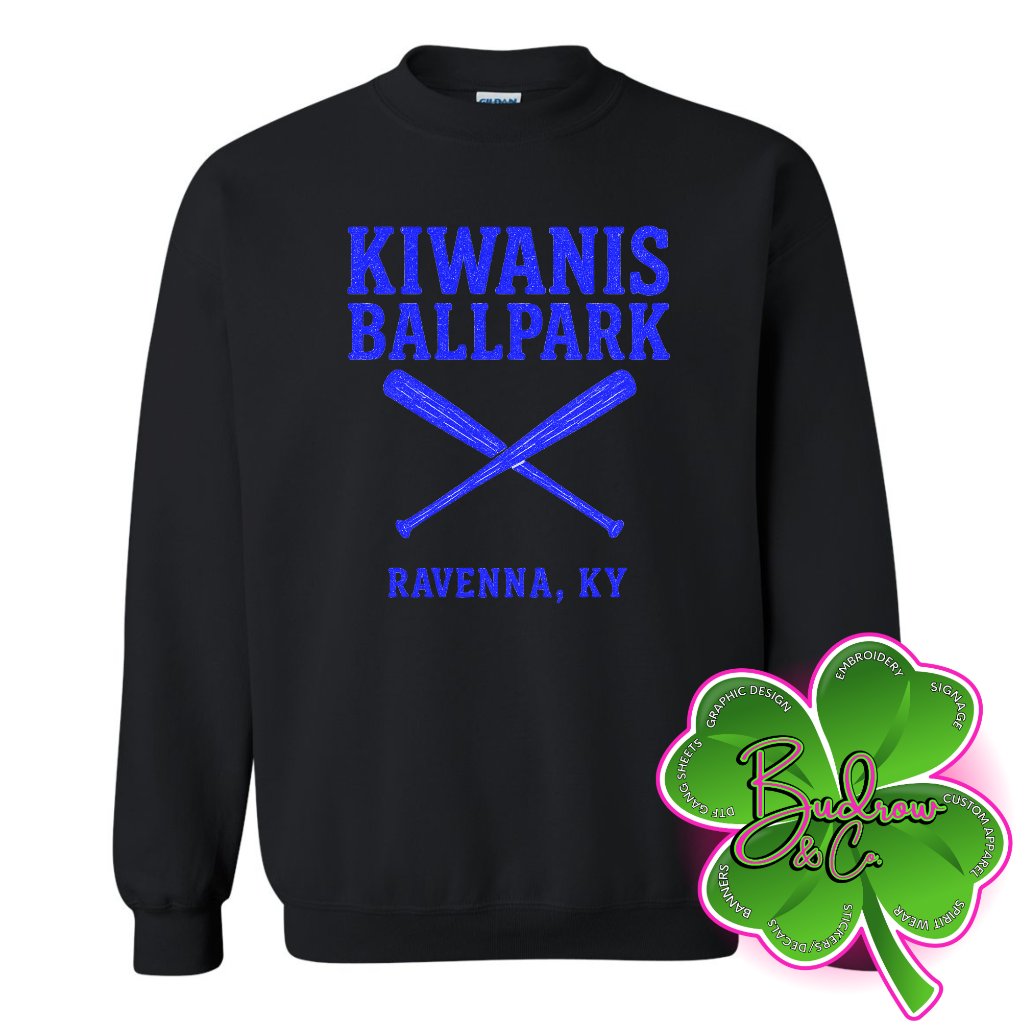 Kiwanis Ballpark Crewneck Sweatshirt (Blue Text)