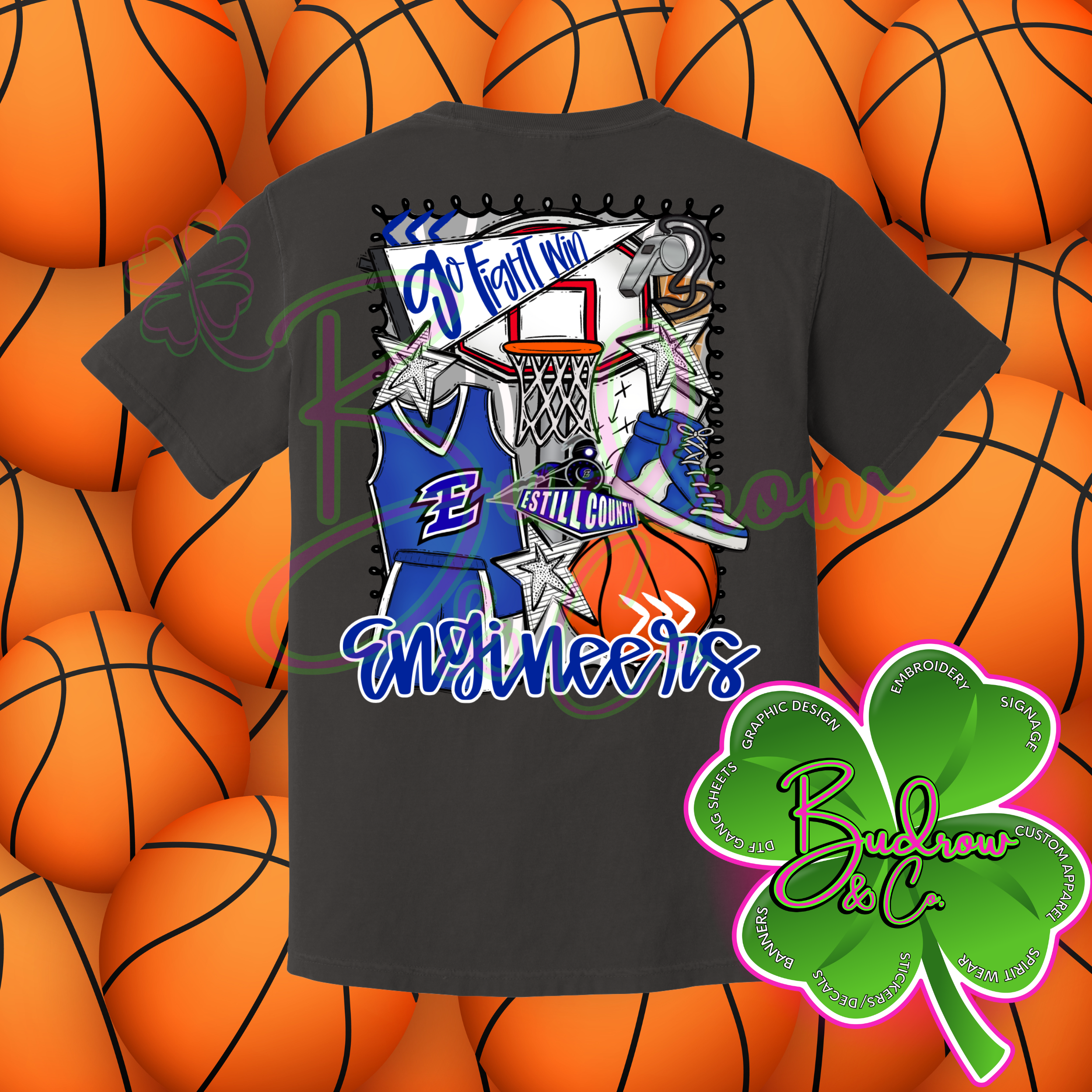 Custom Estill County Engineers Basketball Shirt – Go Fight Win Graphic Tee | School Spirit Wear | Youth & Adult Sizes