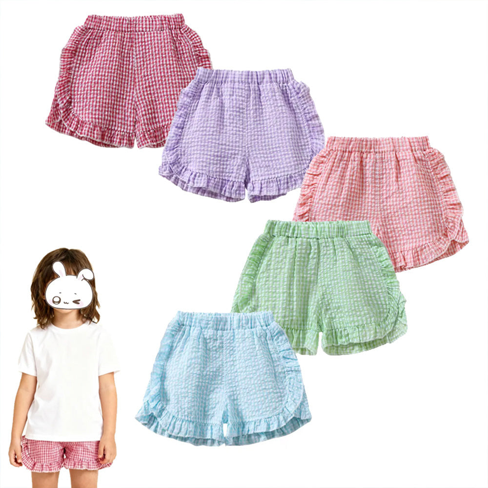Toddler Girls Gingham Ruffle Shorts