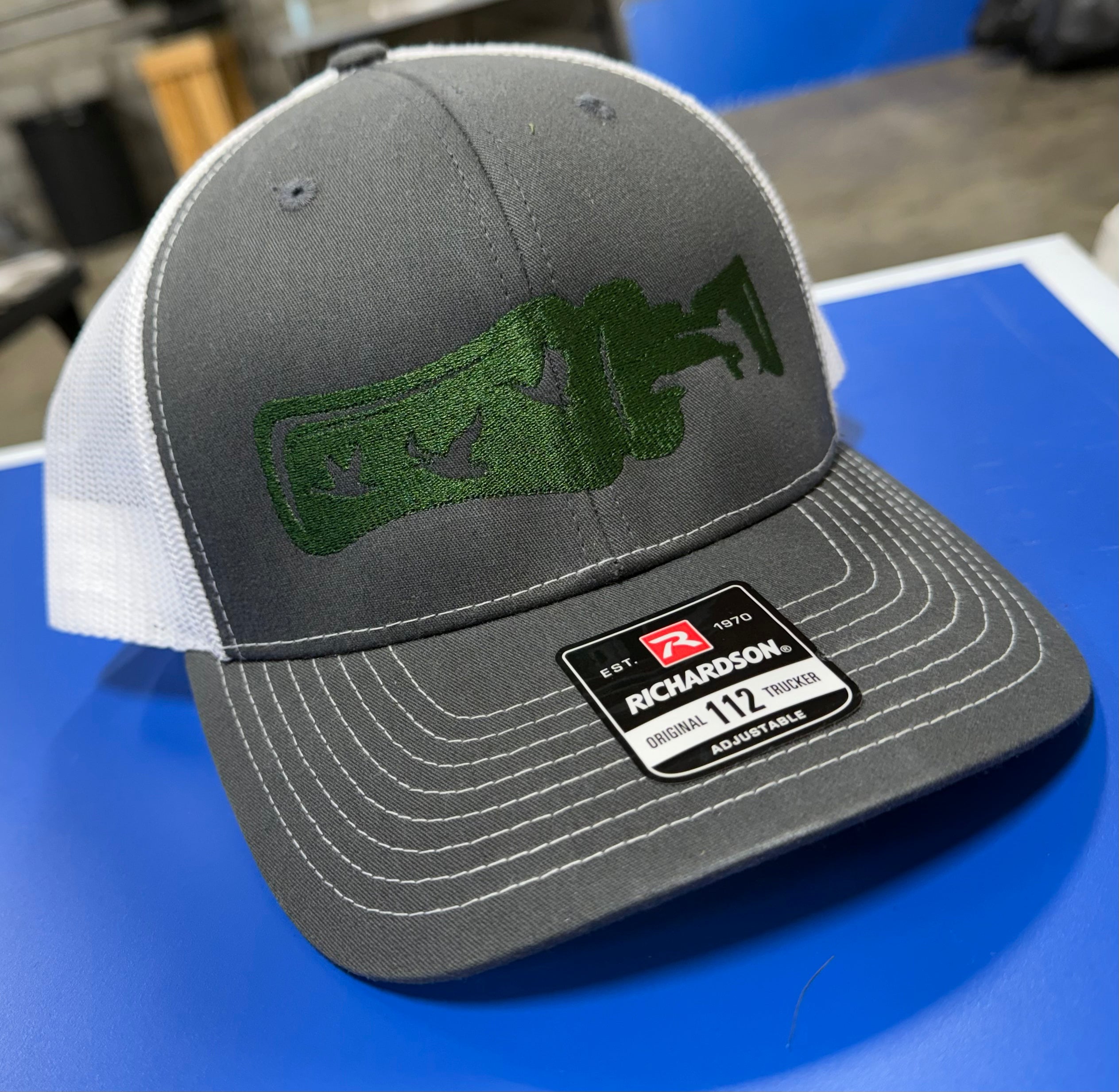 Embroidered Duck Call Hat | Richardson 112 | Grey & White
