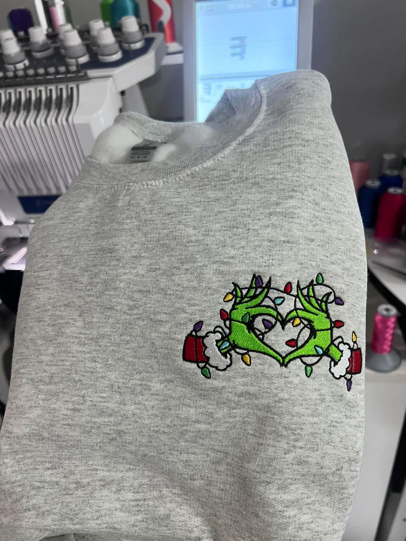 Green Guy Hands Heart Christmas Sweatshirt
