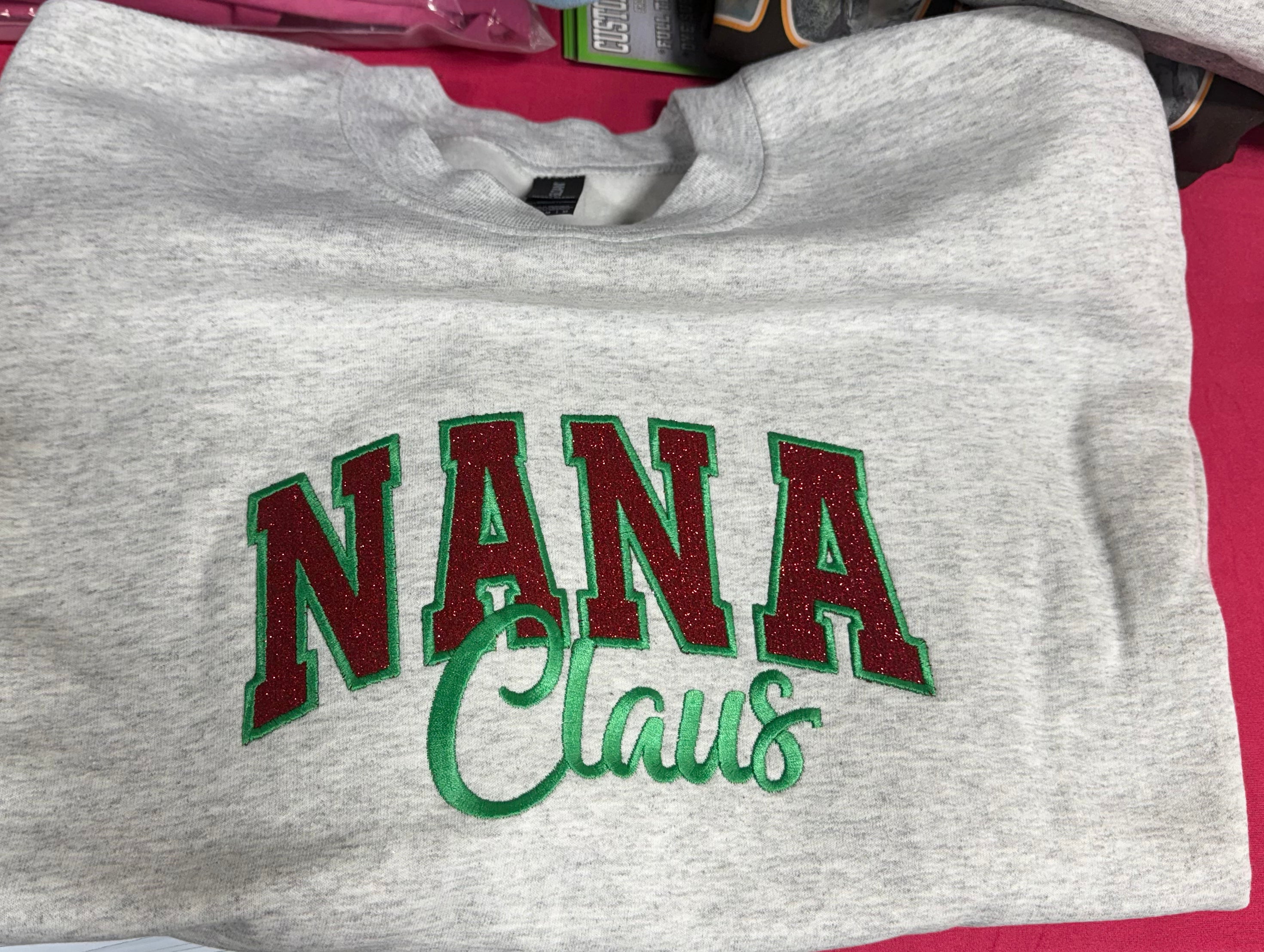 Custom Embroidered Christmas Sweatshirt or Hoodie | Mama Claus, Nana Claus, Gigi – Personalized Holiday Gift