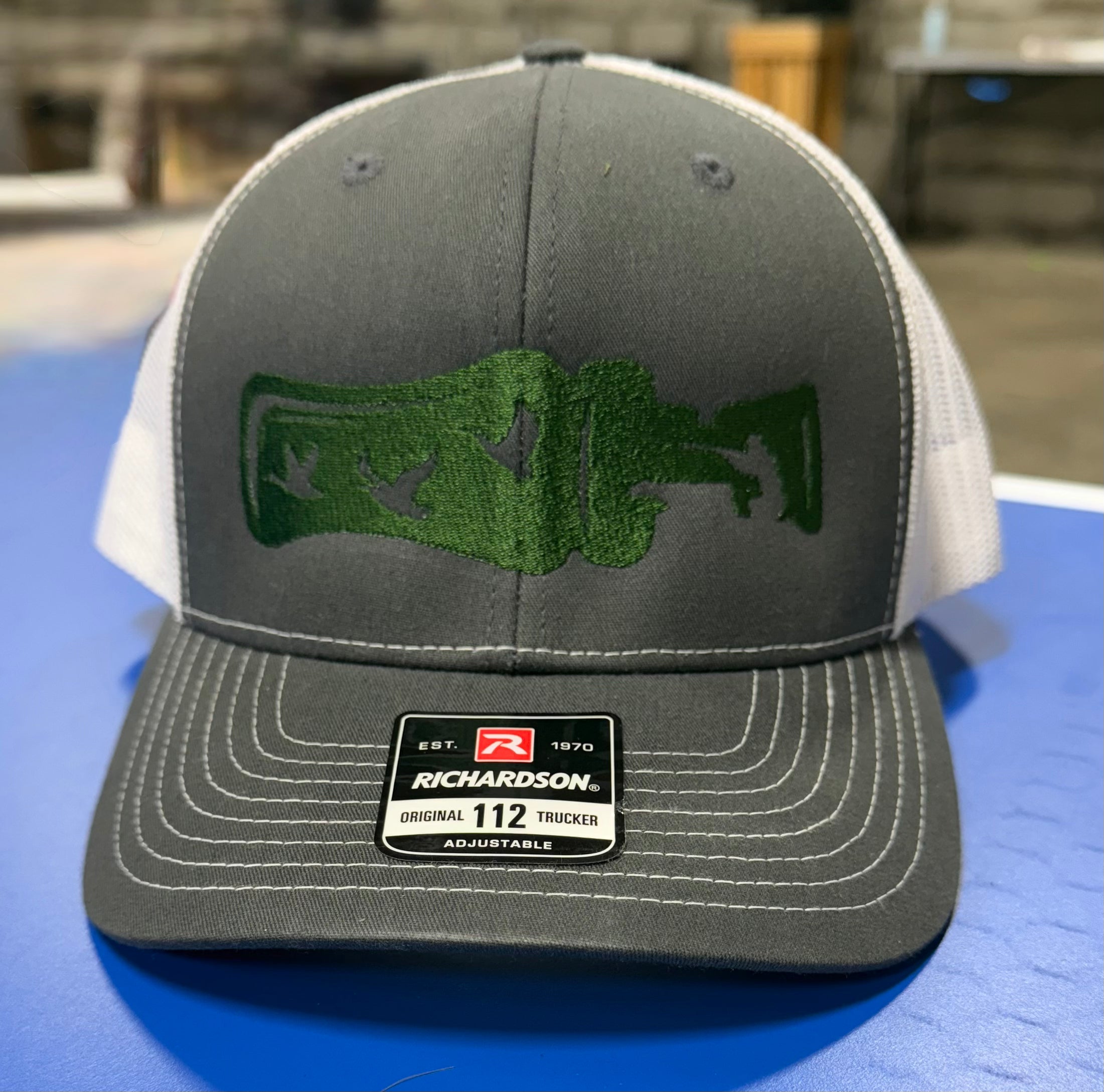 Embroidered Duck Call Hat | Richardson 112 | Grey & White