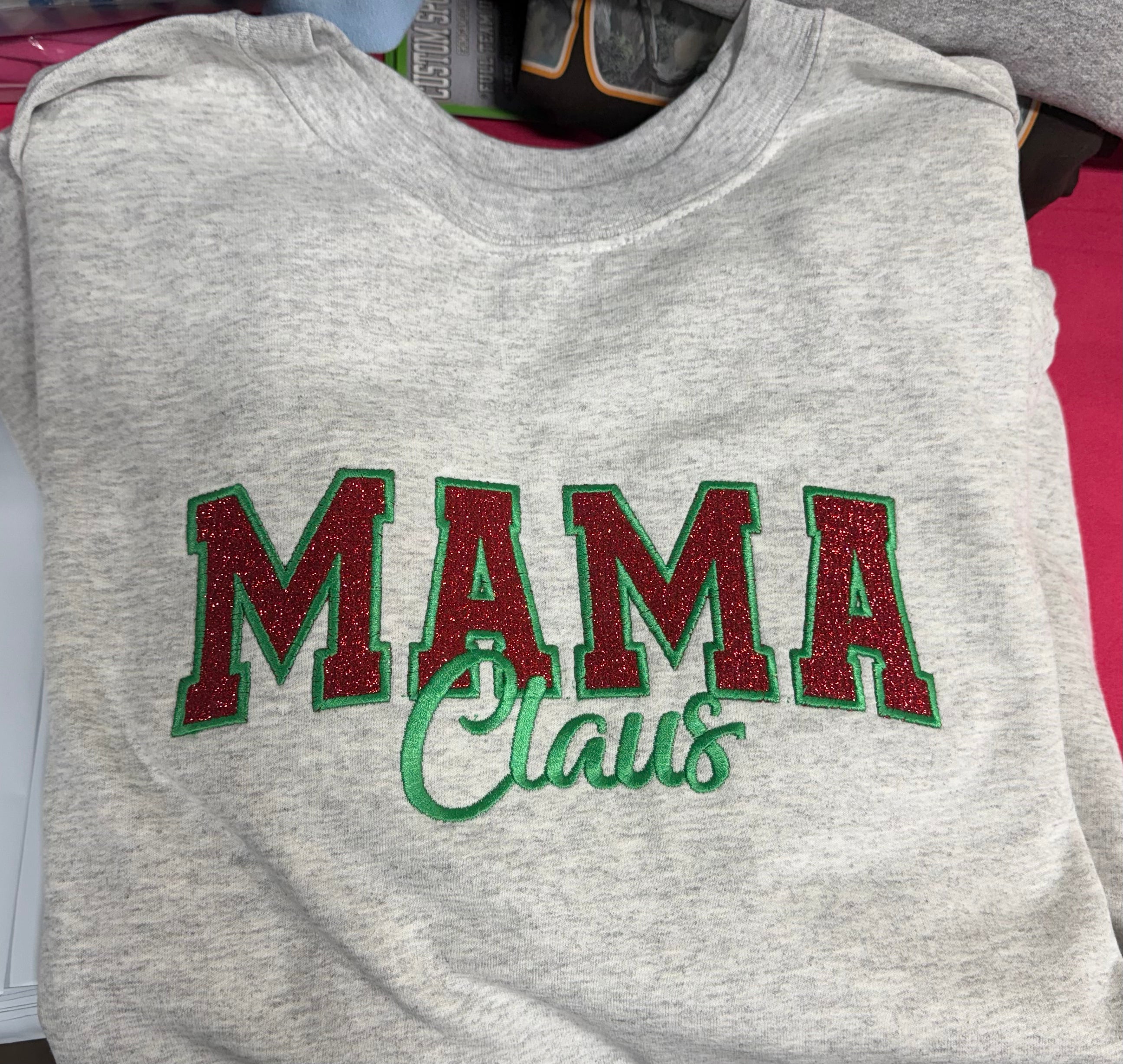 Custom Embroidered Christmas Sweatshirt or Hoodie | Mama Claus, Nana Claus, Gigi – Personalized Holiday Gift
