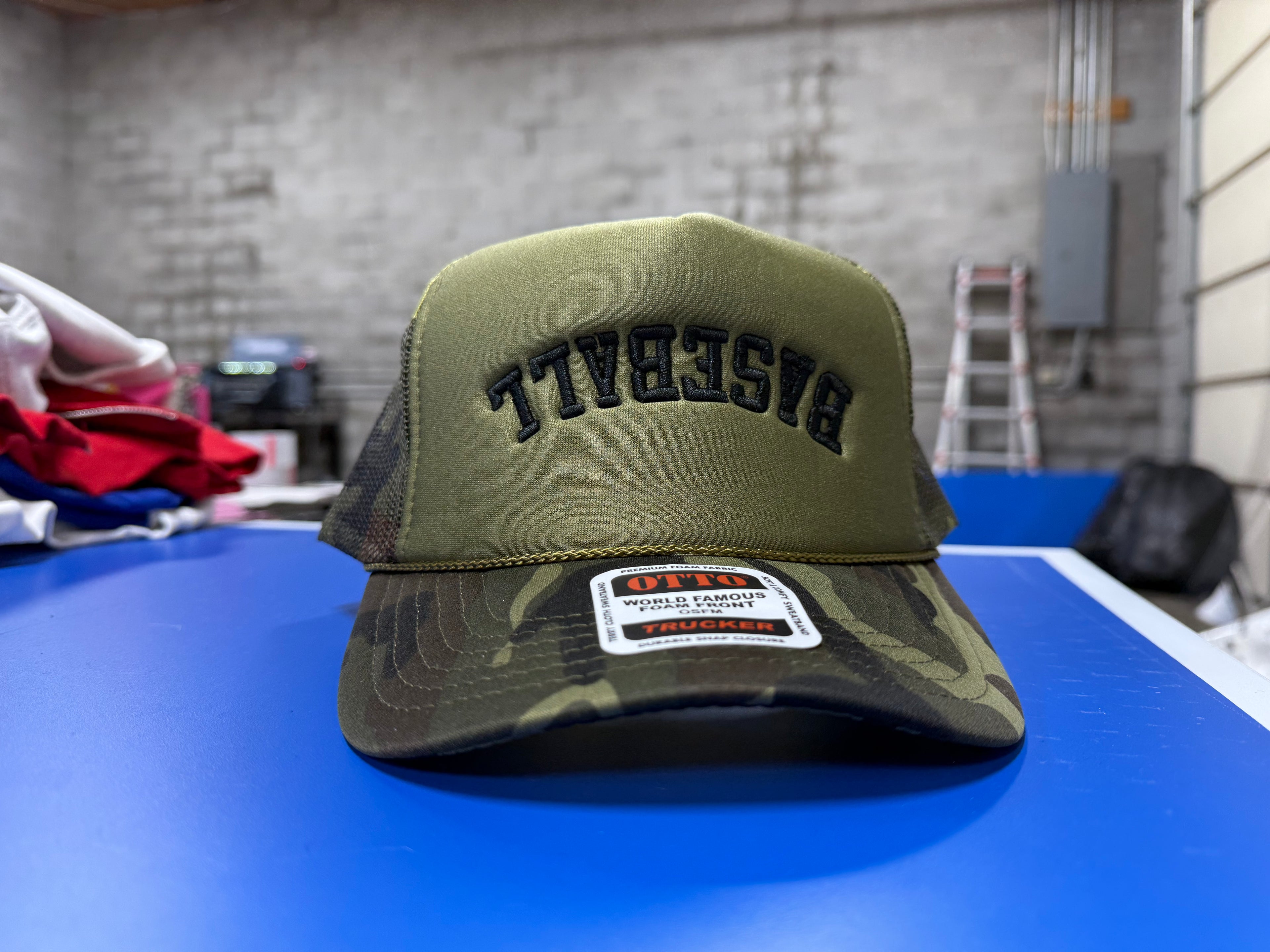 Custom Baseball Hat | Upside Down Design | Camo Trucker Hat