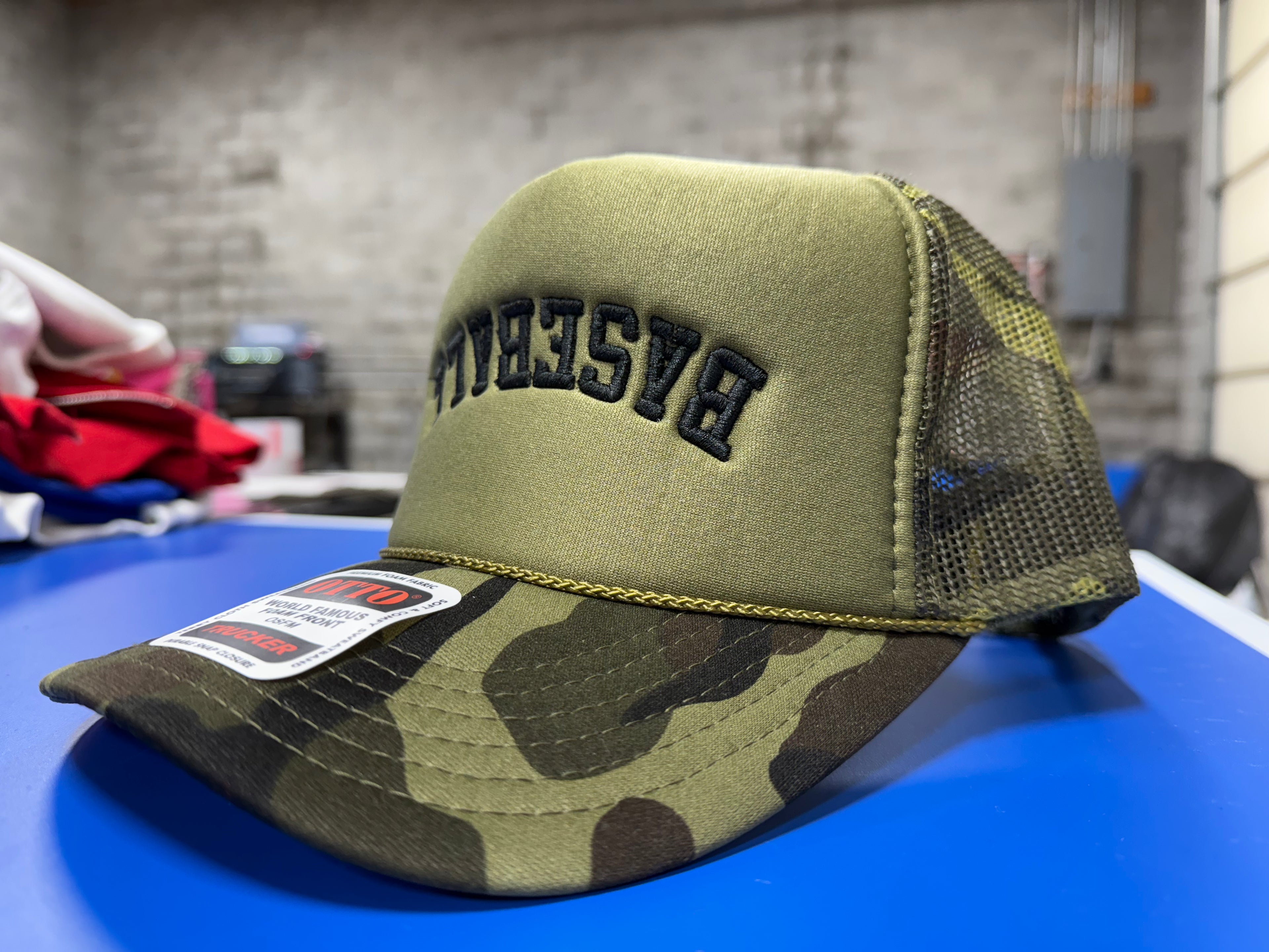 Custom Baseball Hat | Upside Down Design | Camo Trucker Hat