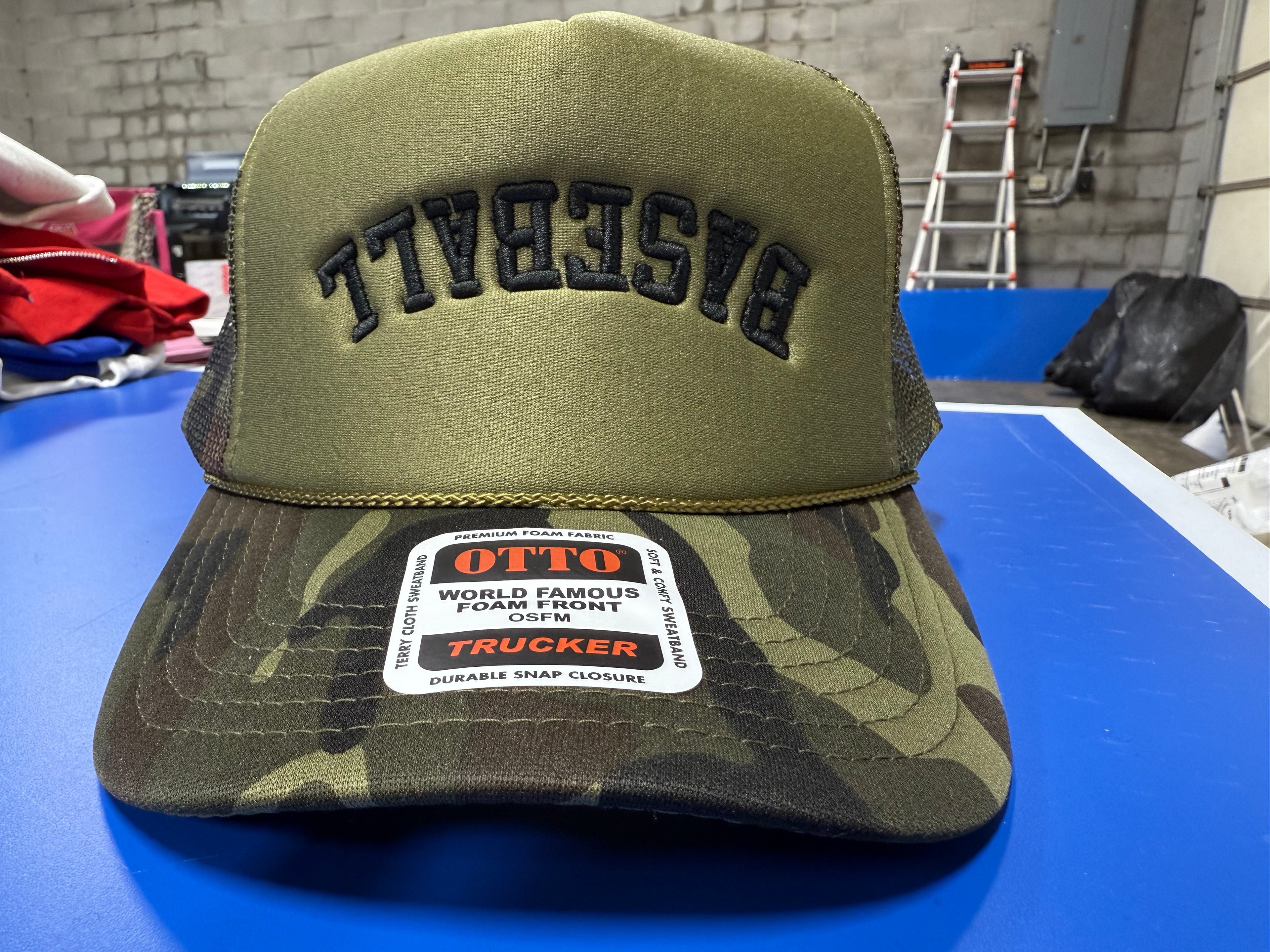 Custom Baseball Hat | Upside Down Design | Camo Trucker Hat