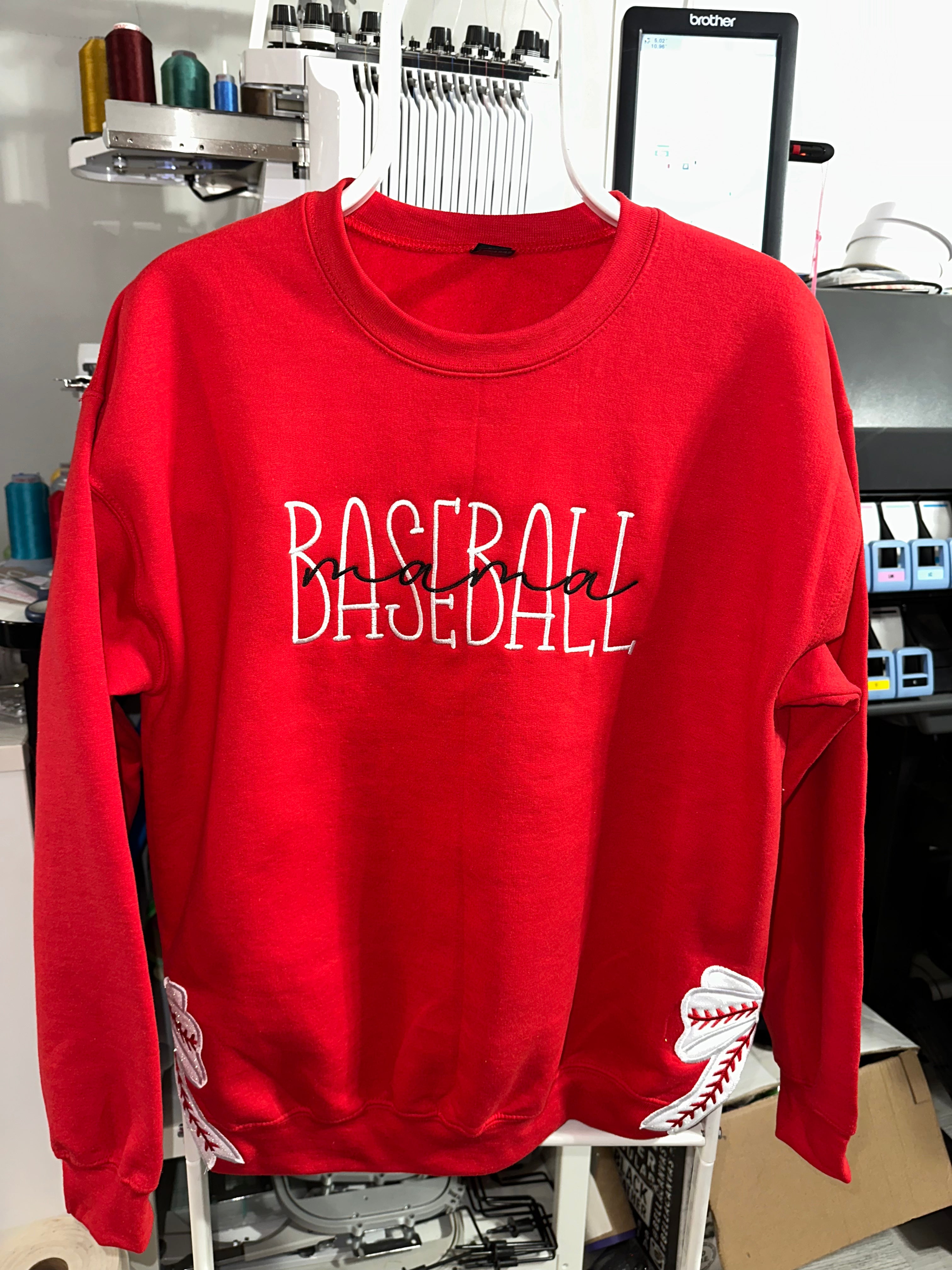 Baseball Mama Embroidered Personalized Sweatshirt | Stylish & Comfy for Game Days