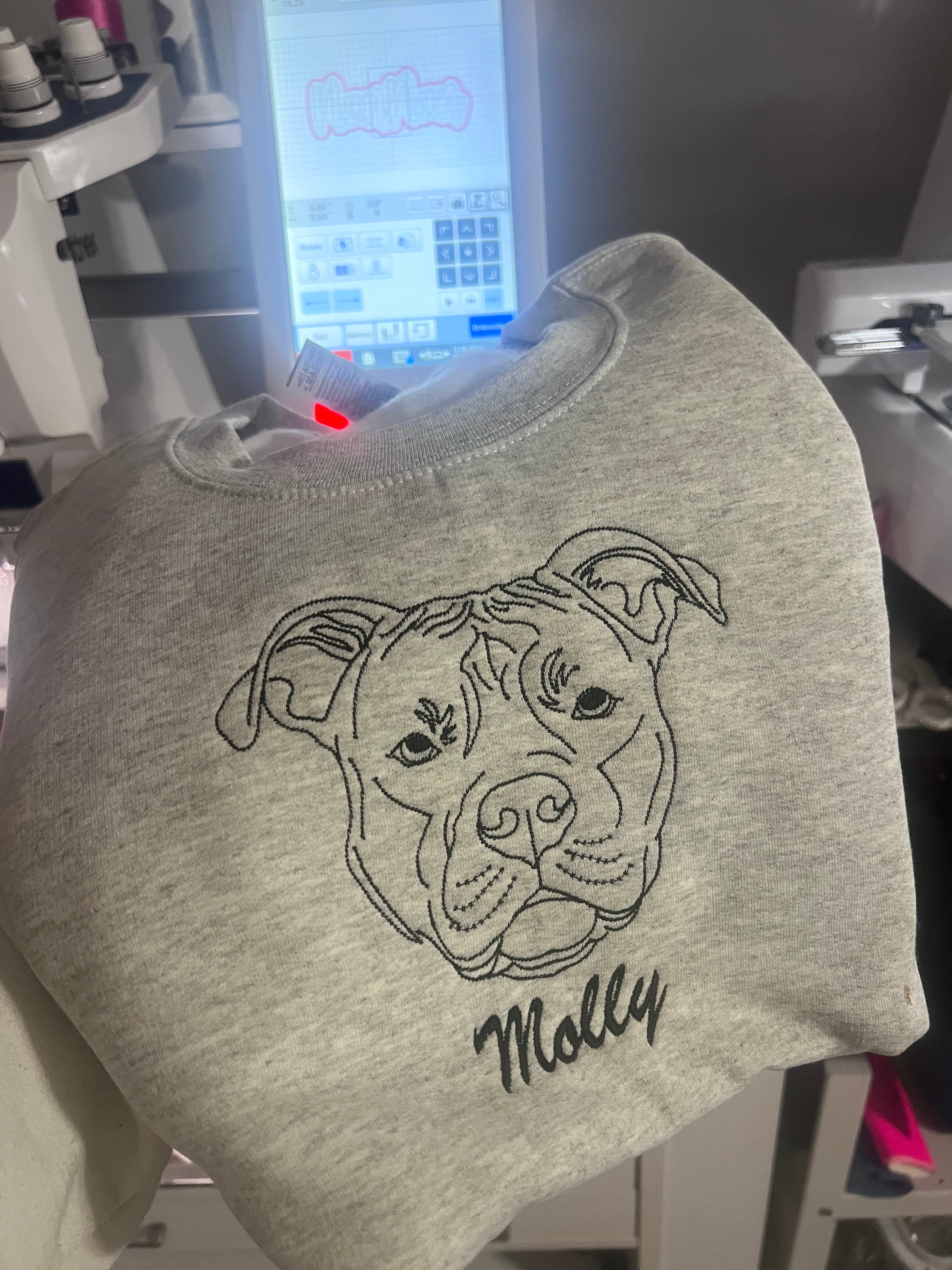 Custom Embroidered Dog Face Sweatshirts - Personalized with Any Breed & Dog Name | Gildan Adult Sizes S-3X | Perfect Gift for Dog Lovers