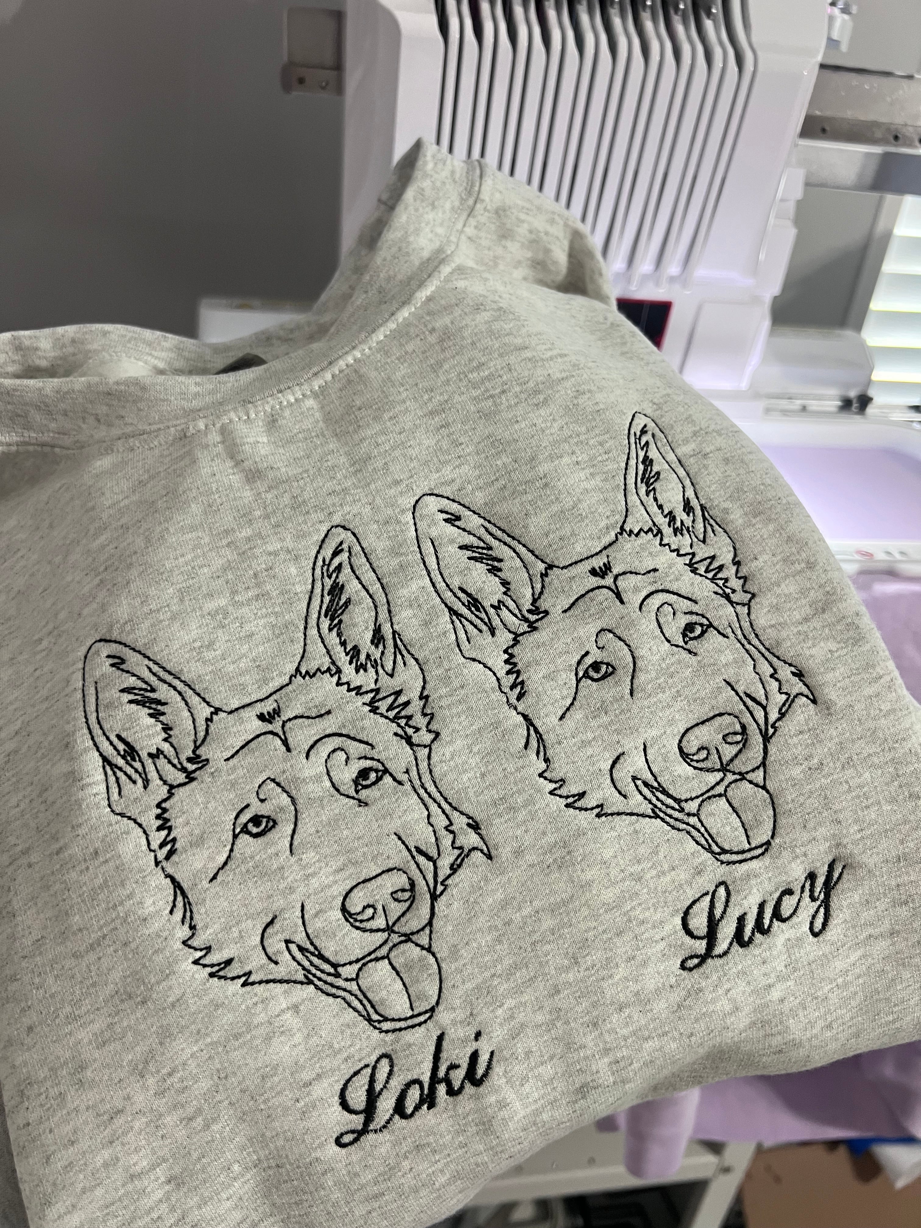 Custom Embroidered Dog Face Sweatshirts - Personalized with Any Breed & Dog Name | Gildan Adult Sizes S-3X | Perfect Gift for Dog Lovers