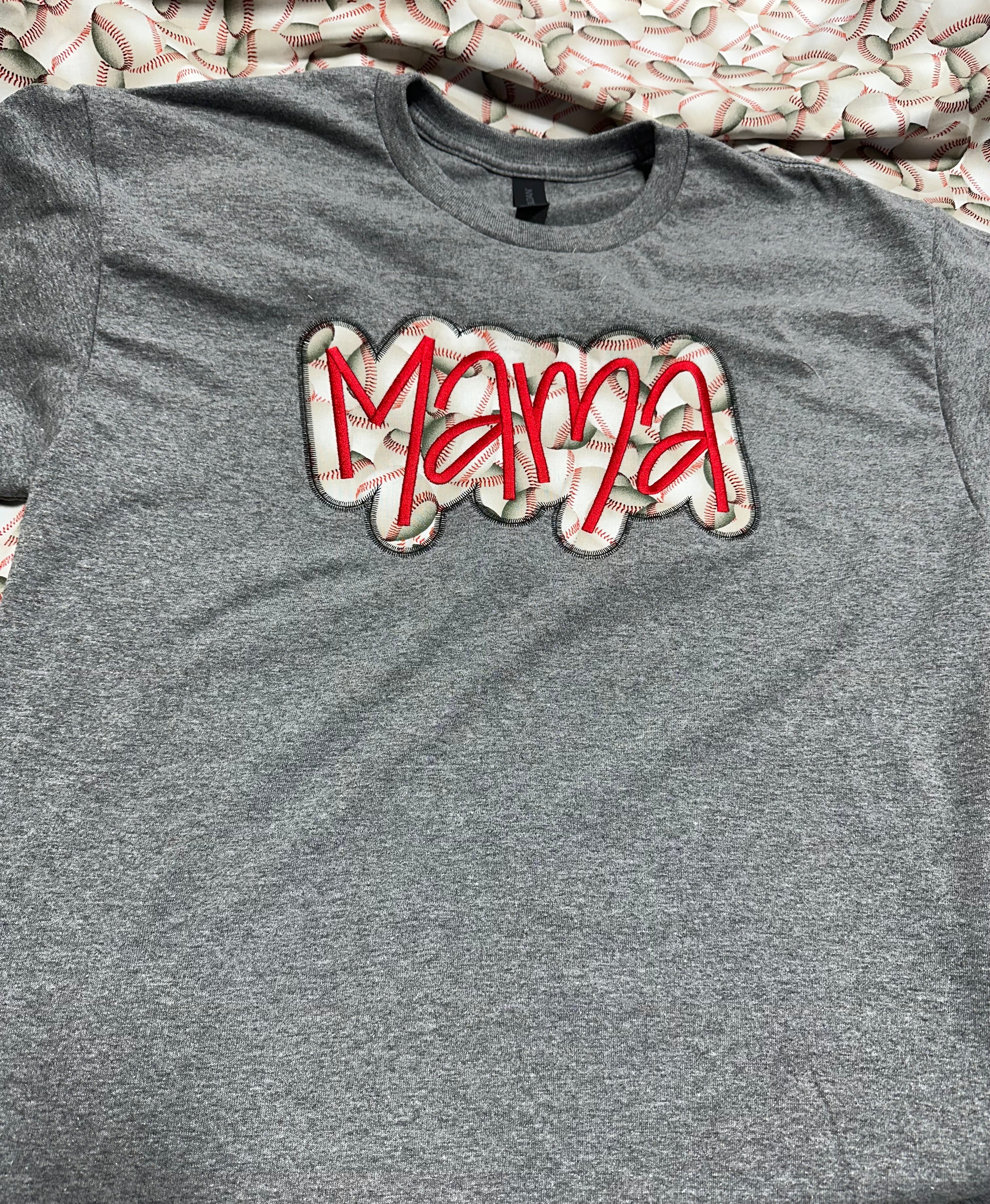 Baseball Mama Graphic Embroidered T-Shirt | Sizes Small to 3X | Unique Design for Baseball Lovers | Excellent Gift for Baseball Moms