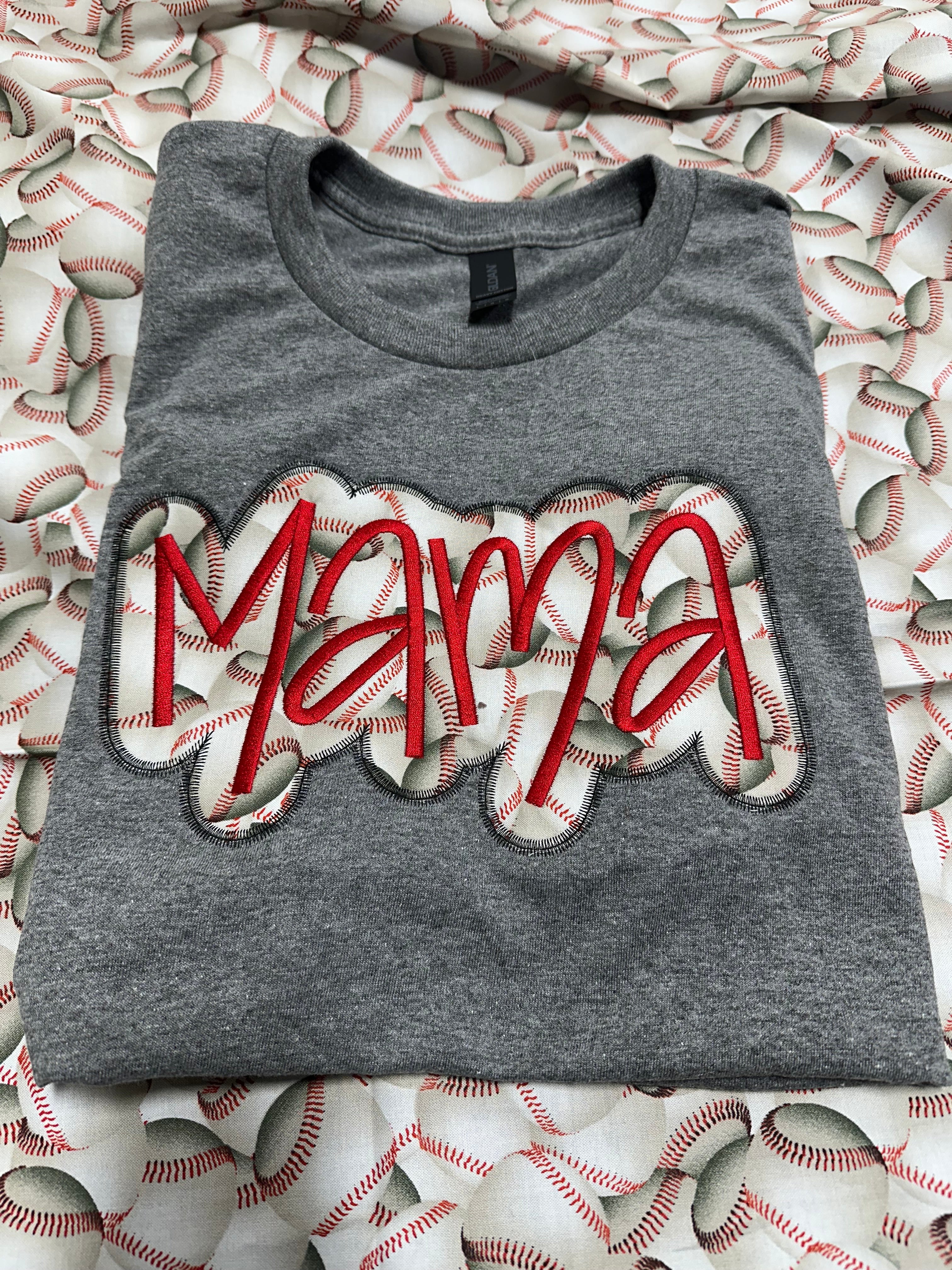 Baseball Mama Graphic Embroidered T-Shirt | Sizes Small to 3X | Unique Design for Baseball Lovers | Excellent Gift for Baseball Moms