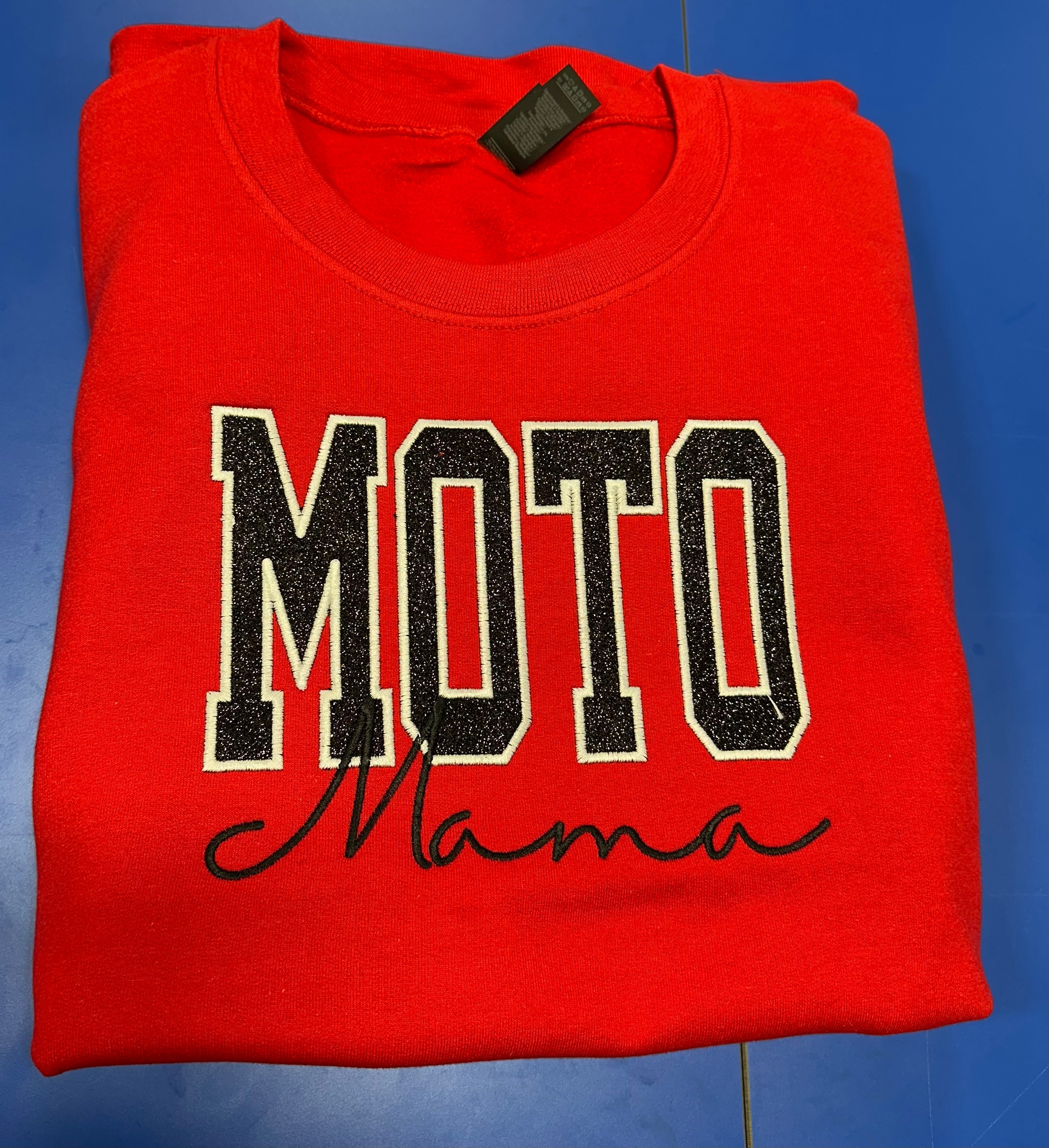 Shop the Stunning "Moto Mama" Glitter Applique Sweatshirt – Perfect Gift for Motocross Moms
