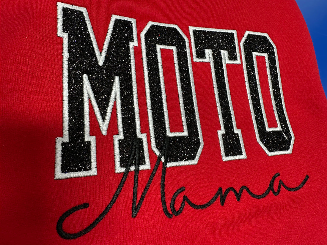 Shop the Stunning "Moto Mama" Glitter Applique Sweatshirt – Perfect Gift for Motocross Moms