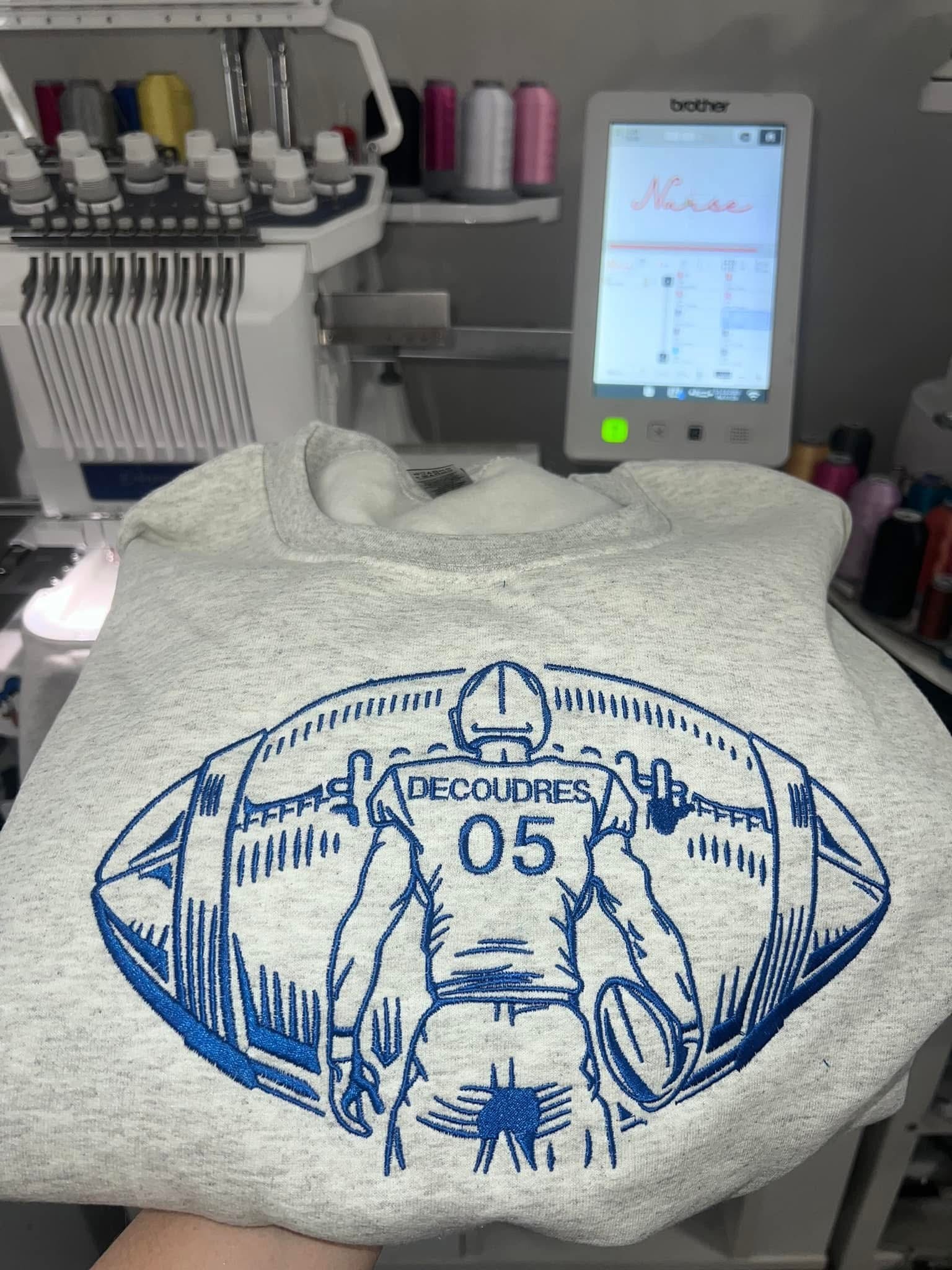 Personalized Embroidered Sports Crewneck Sweatshirt | Custom Kids Sports Apparel | Soccer, Basketball, Baseball, Football & More