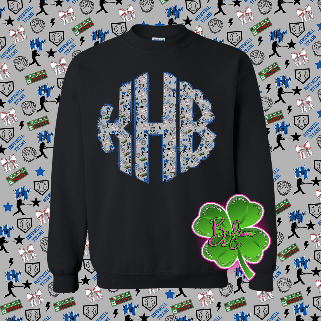 Personalized Hopewell Titans Baseball Monogram Crewneck