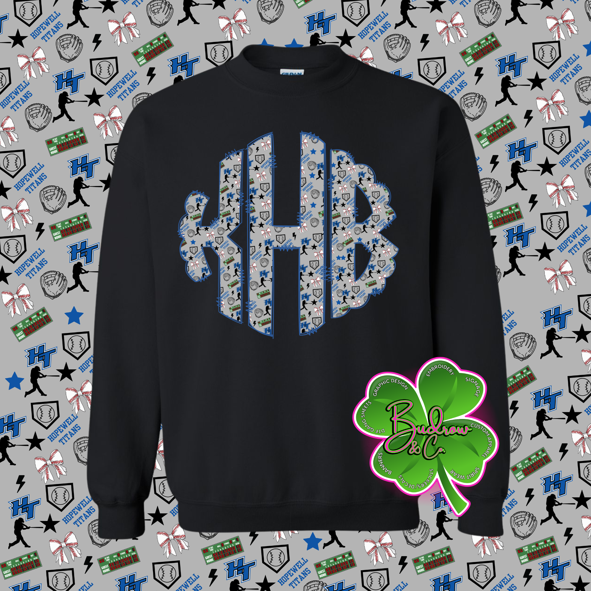 Personalized Hopewell Titans Baseball Monogram Crewneck