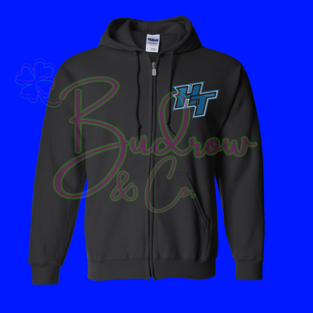 Embroidered Full Zip Jacket - HT - Black