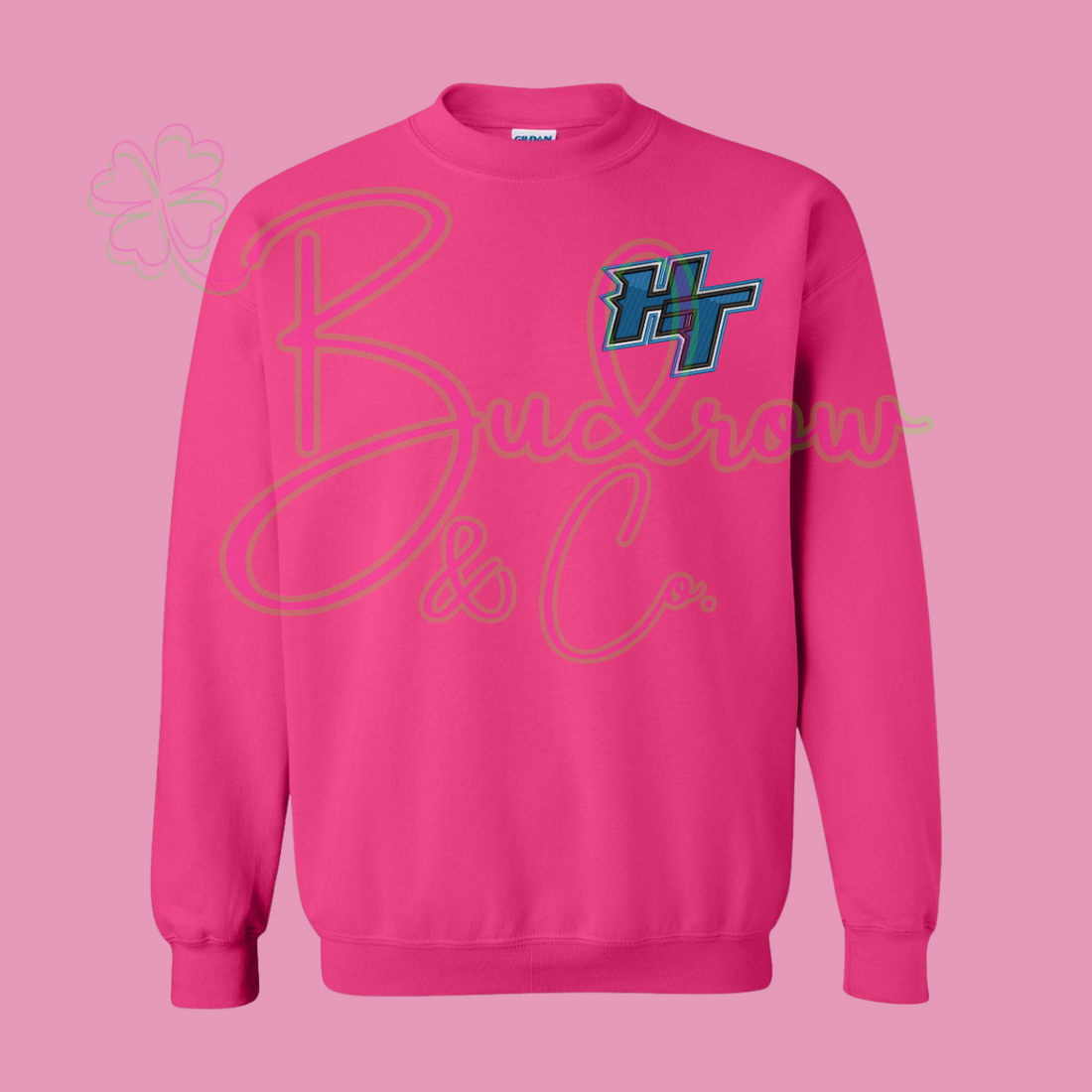 Embroidered Crewneck Sweatshirt - HT - Hot Pink