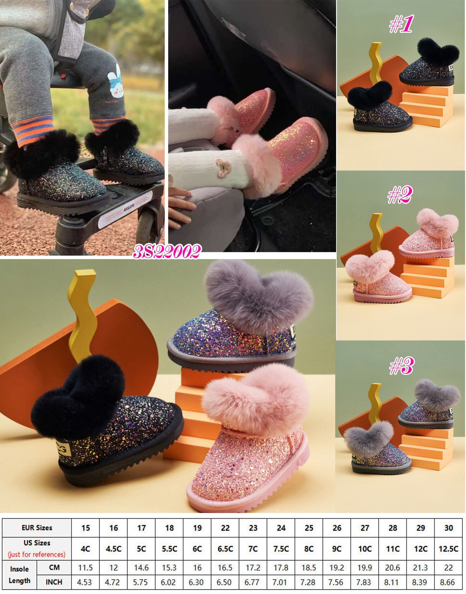 Kids Sparkle Fur Boots | Warm Winter Glitter Boots