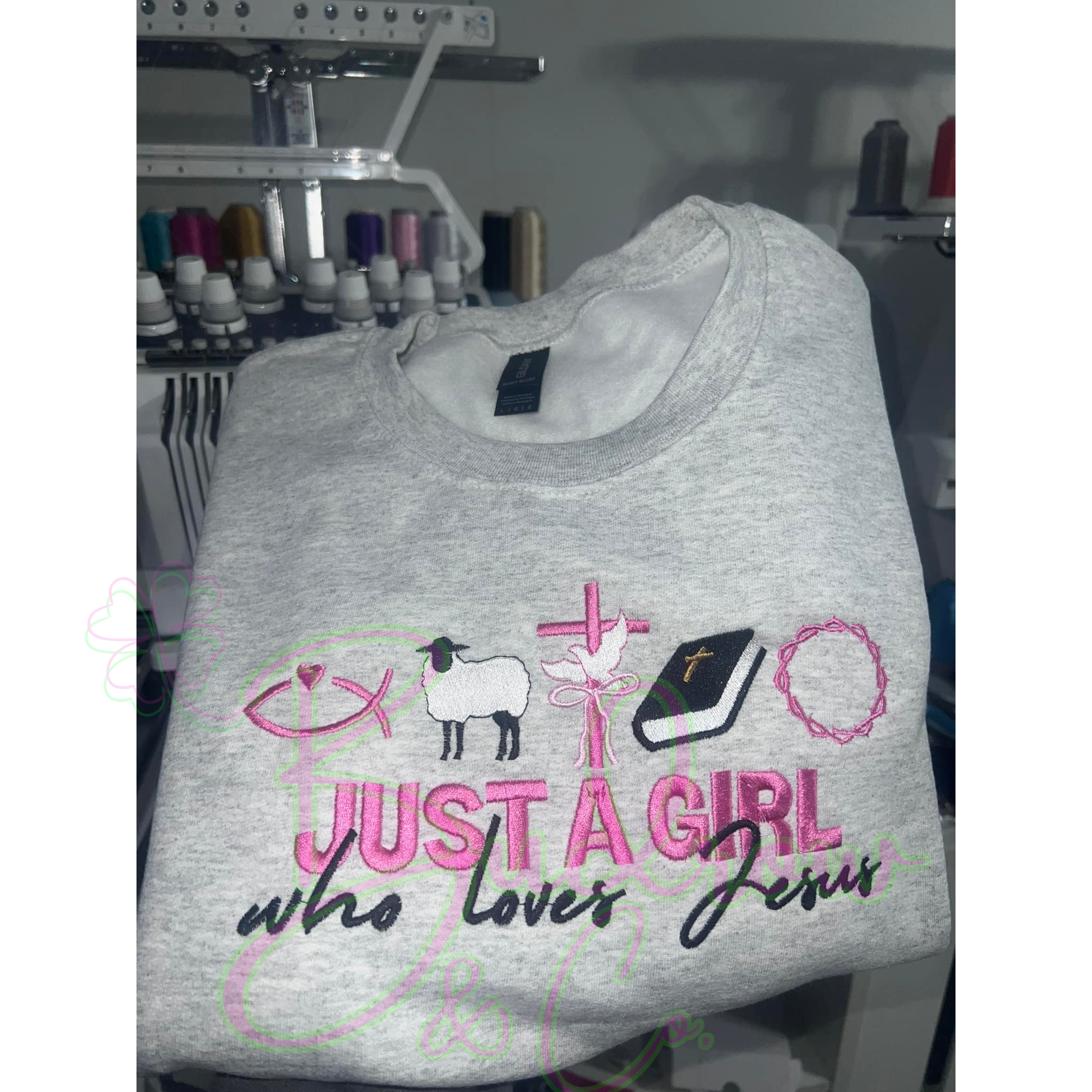 Just a Girl Who Loves Jesus Embroidered Sweatshirt | Faith-Based Apparel | Christian Outfit | Inspirational Gift | Cozy Sweatshirt