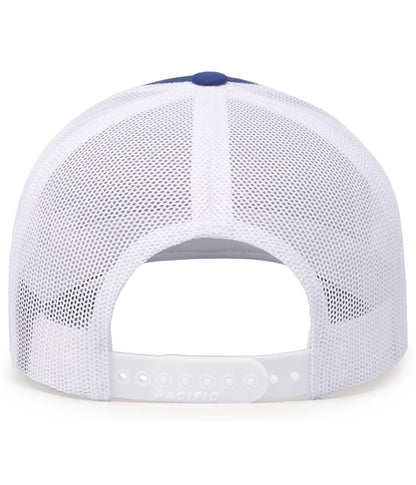 Kentucky 3D Embroidered Hat – Pacific Headwear 104C Trucker | White &amp; Royal Blue Snapback Mesh Cap | State Pride Baseball Hat