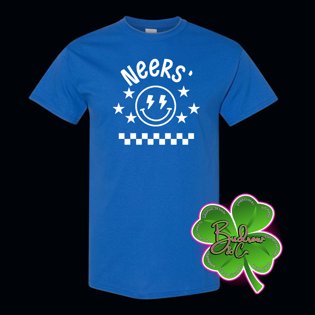 Neers’ Smiley Tee - Royal with white