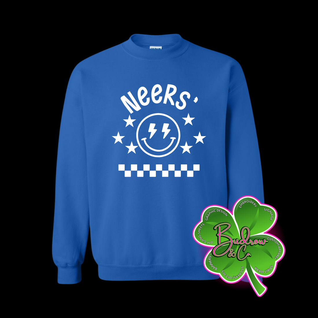Neers’ Smiley Tee - Royal with white