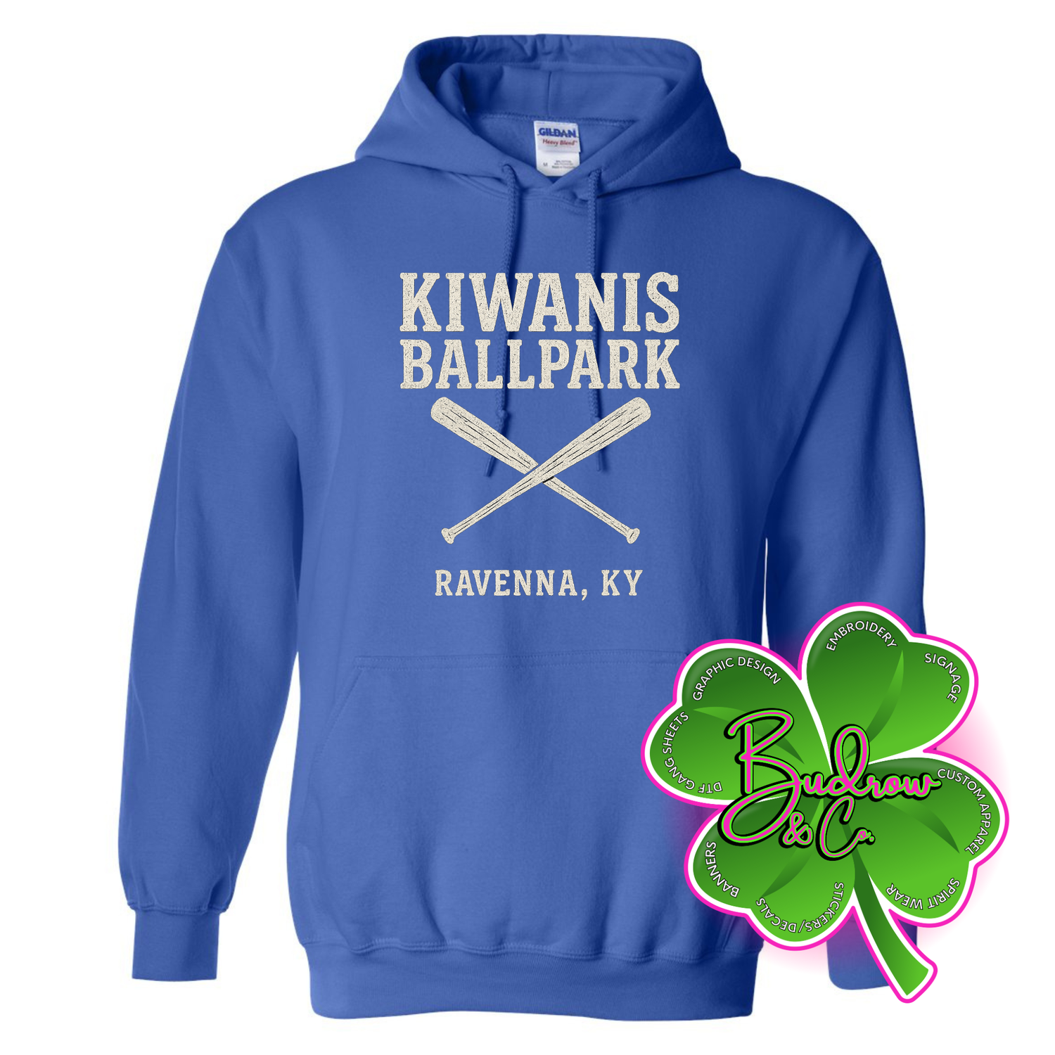 Kiwanis Ballpark Hooded Sweatshirt (Tan Text)