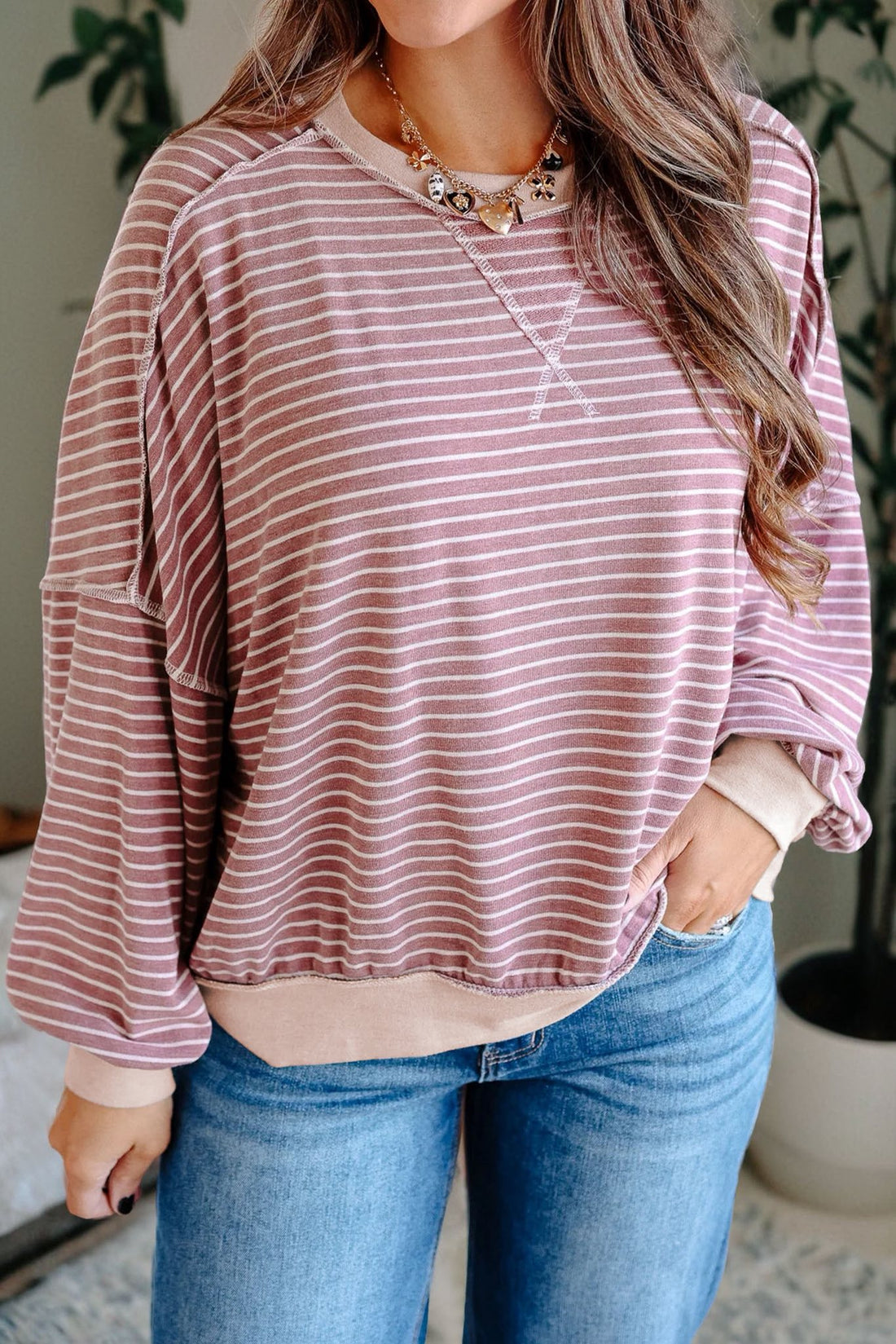 Pink Stripe Patchwork Top