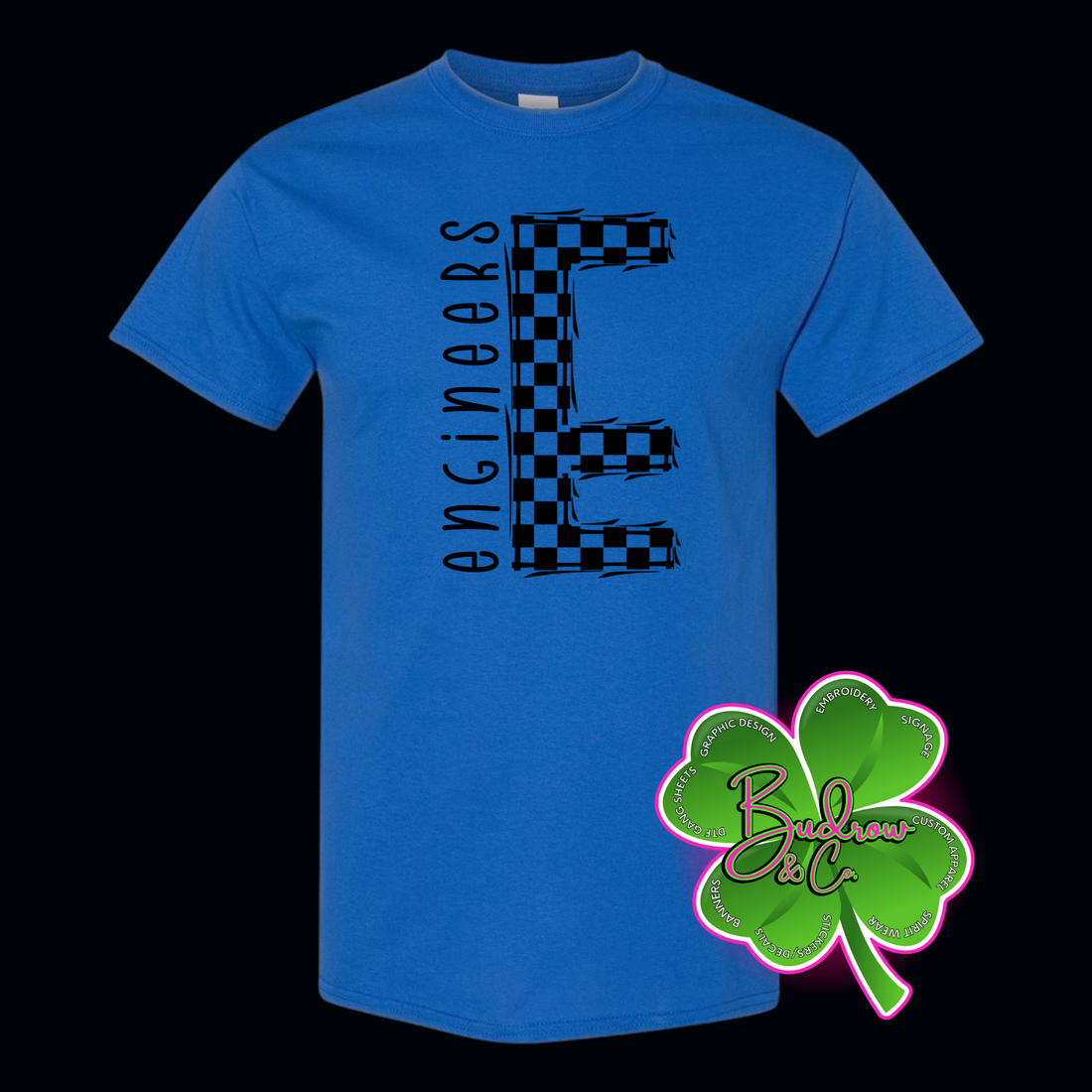 Checkered E Engineers Tee - Royal