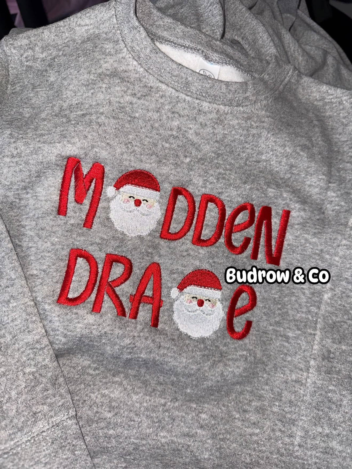 Embroidered Santa Name Christmas Crewneck - (Personalized)