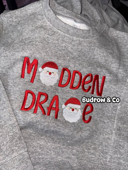 Embroidered Santa Name Christmas Crewneck - (Personalized)
