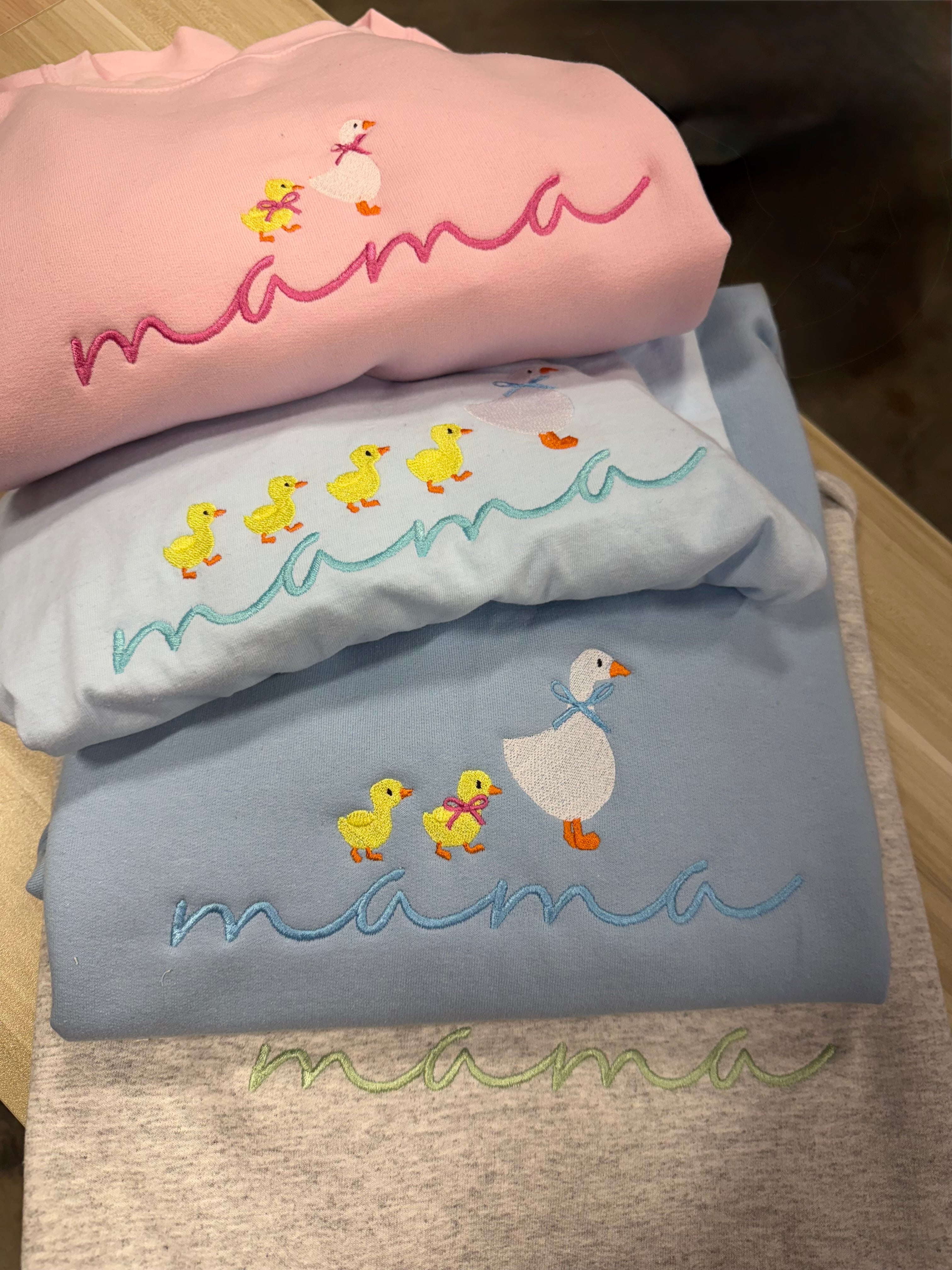 Personalized Mama Duck Sweatshirt – Custom Ducklings Kids Embroidery Mother’s Day Gift