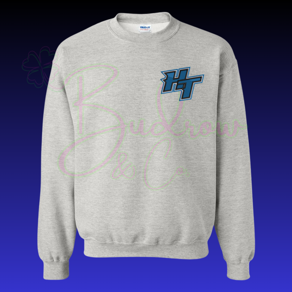 Embroidered Crewneck Sweatshirt - HT - Ash Grey