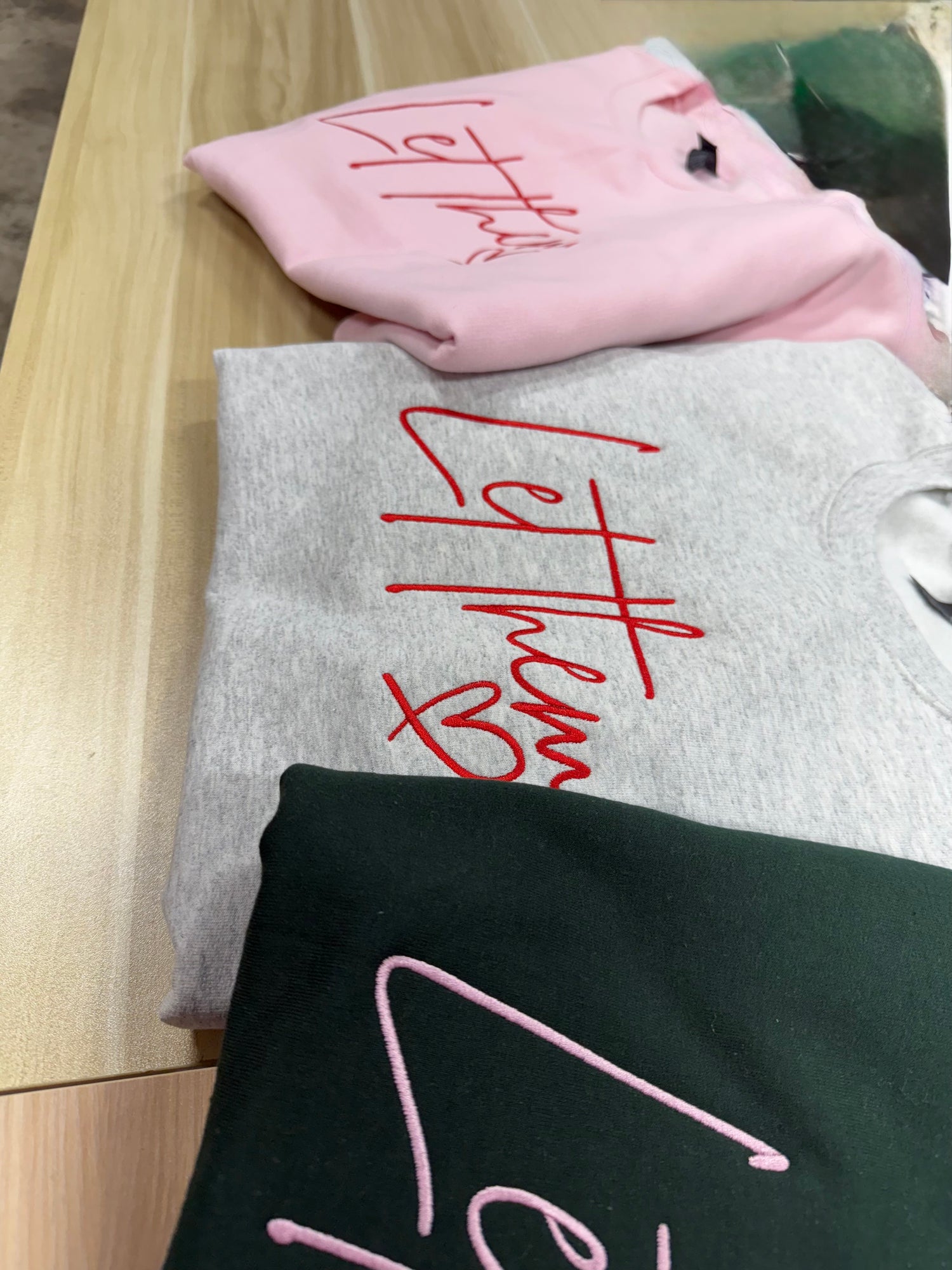 Let Them Embroidered Script Cotton Crewneck Sweatshirt