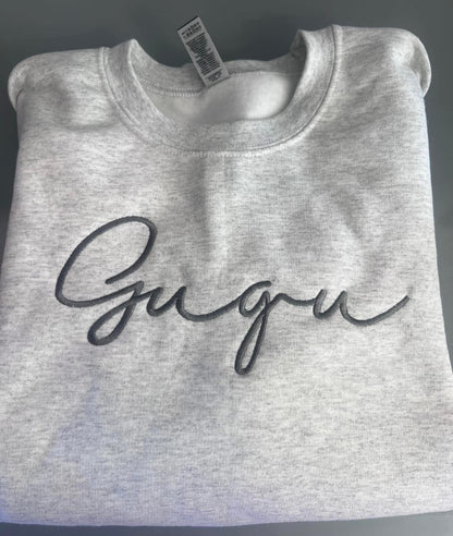 Custom Personalized Embroidered Name Sweatshirt | Mawmaw, Gigi, Grammy, Mom – Perfect Holiday Gift