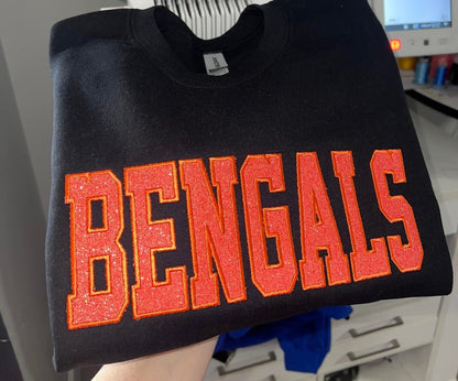 Custom Glitter Appliqué Personalized Sweatshirt or Hoodie | Any Team, Any Word, Any Color Combo!
