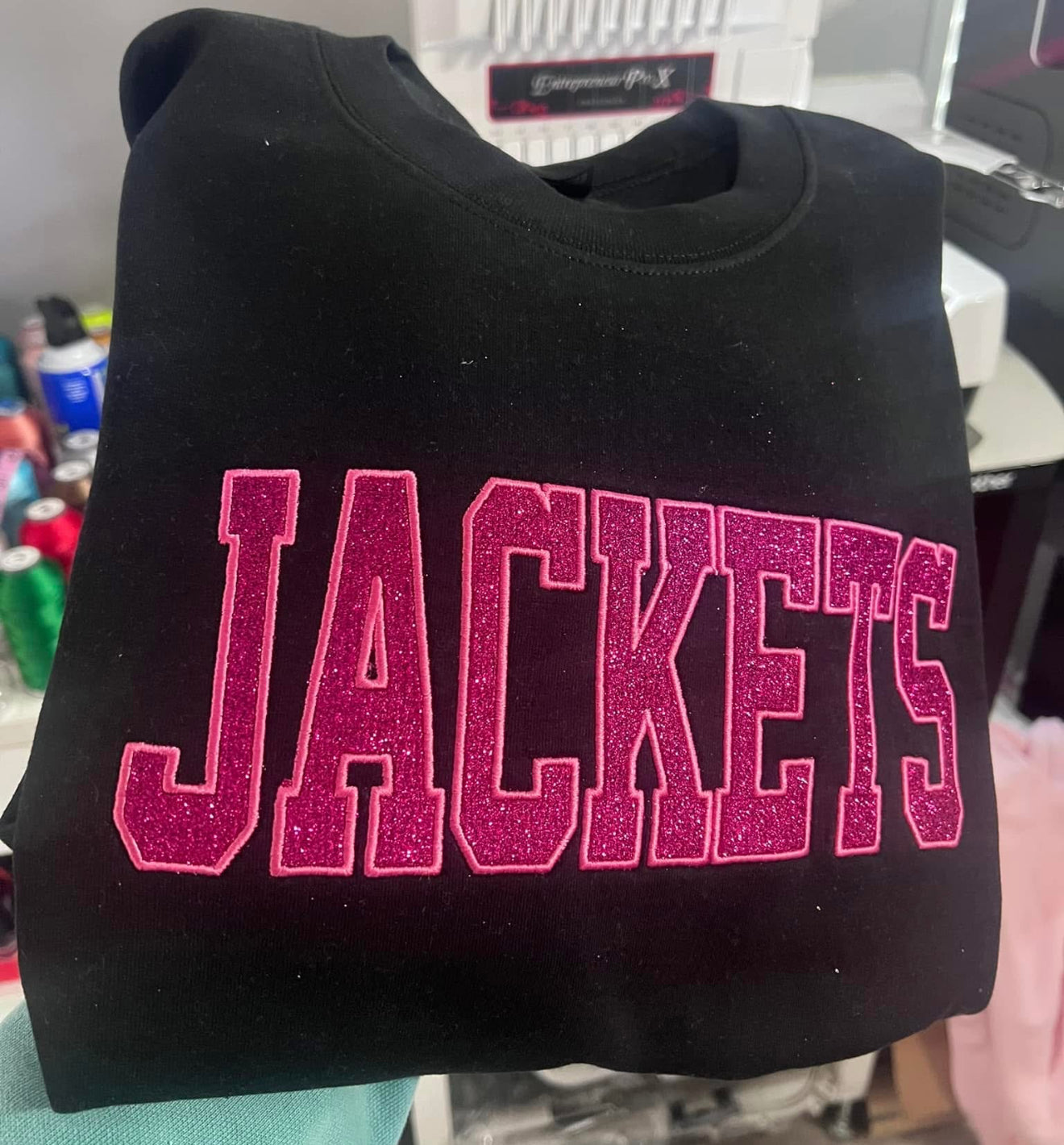 Custom Glitter Appliqué Personalized Sweatshirt or Hoodie | Any Team, Any Word, Any Color Combo!