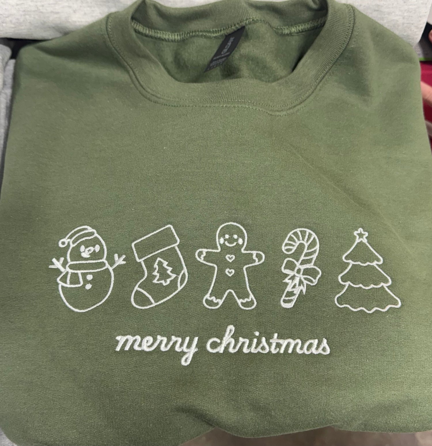Custom Embroidered Personalized “Merry Christmas” Icons Sweatshirt or Hoodie – Minimalist Holiday Gift