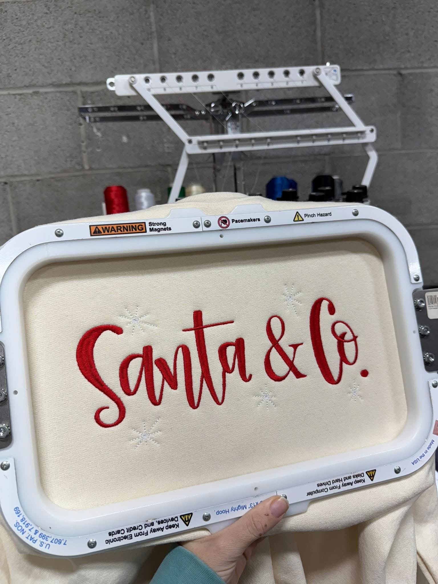 Santa &amp; Co. Embroidered Gildan Crewneck Sweatshirt | Classic Red Christmas Sweatshirt | Holiday Embroidery Sweater