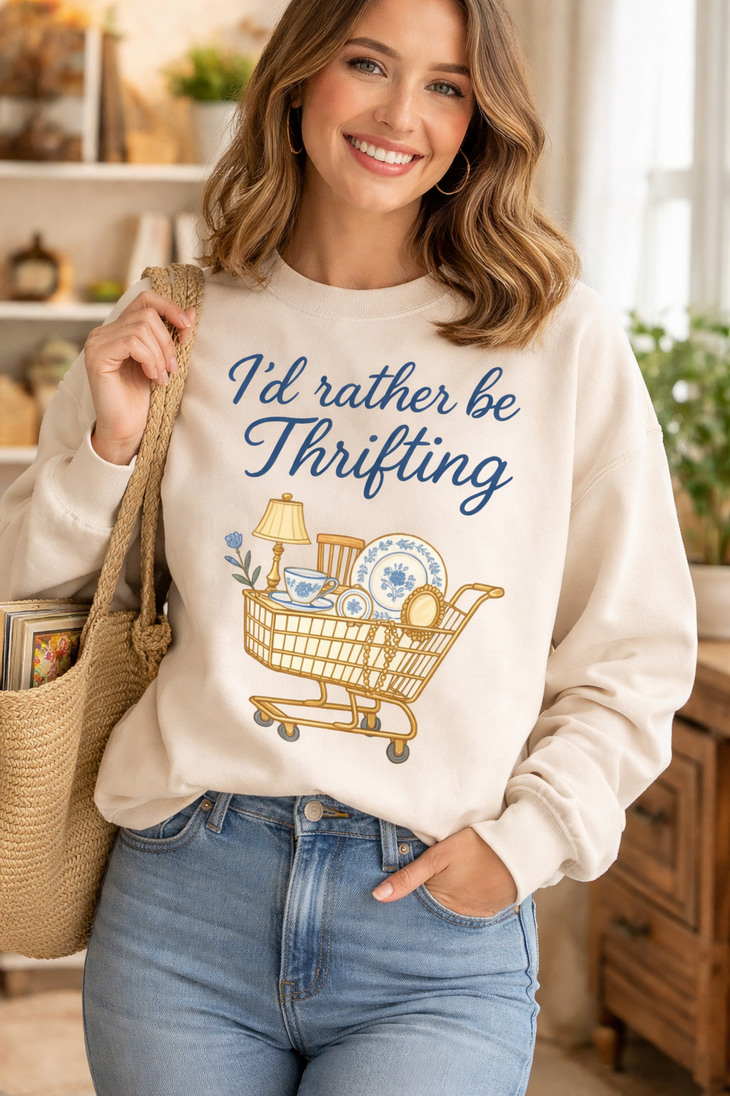 I’d Rather Be Thrifting Crewneck Sweatshirt