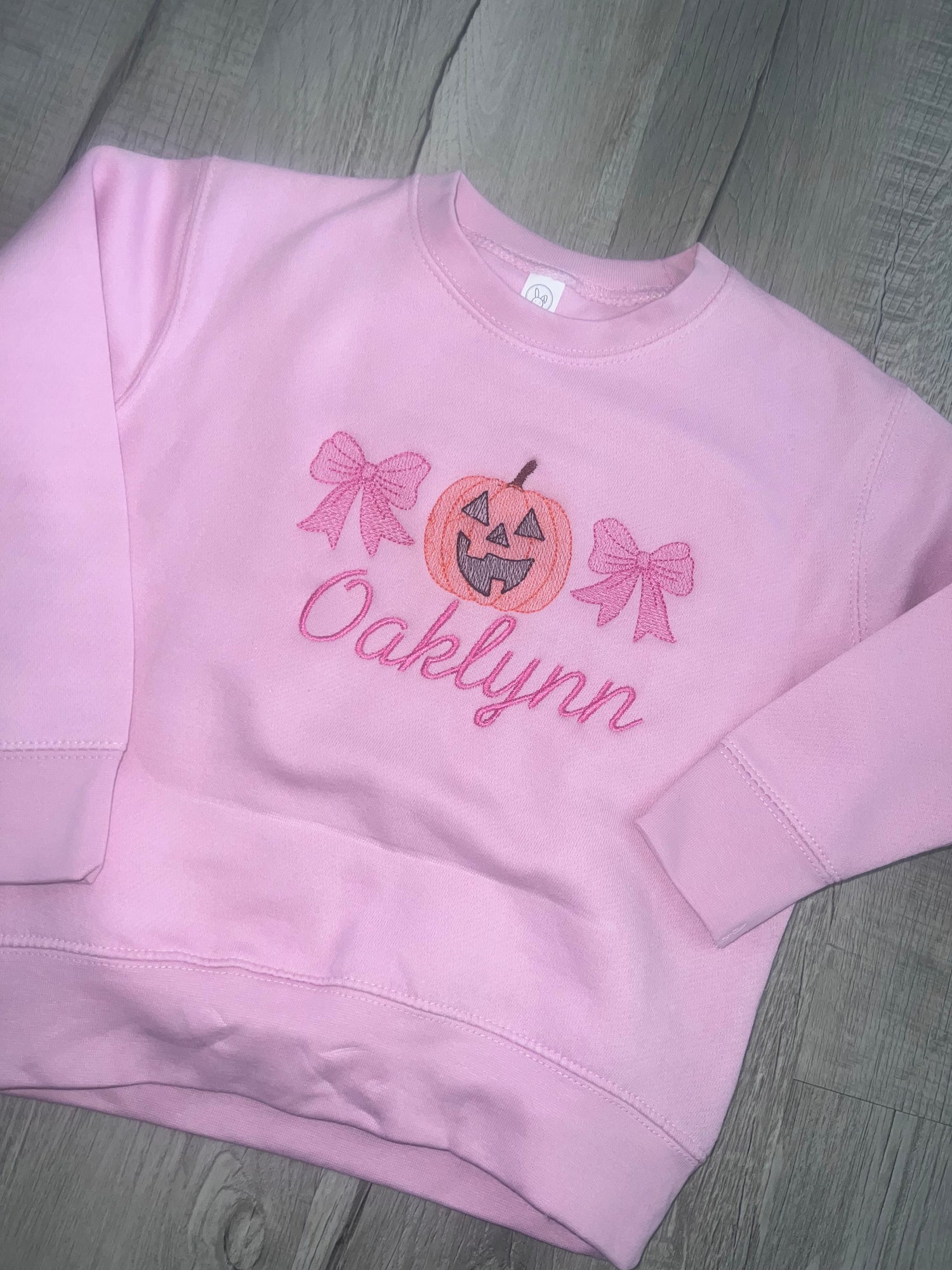 Sketched Pumpkin/Bow Embroidered Sweatshirt