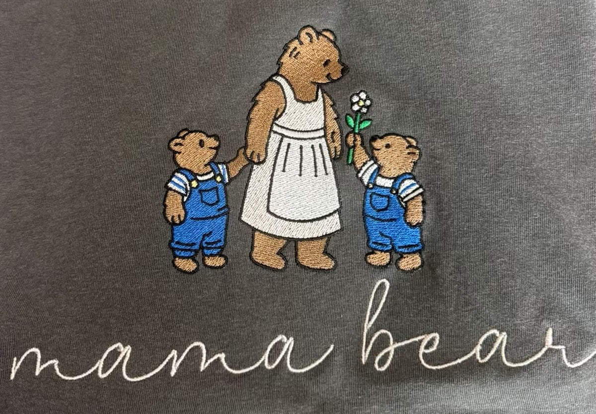 Mama Bear Embroidered Comfort Colors Tee