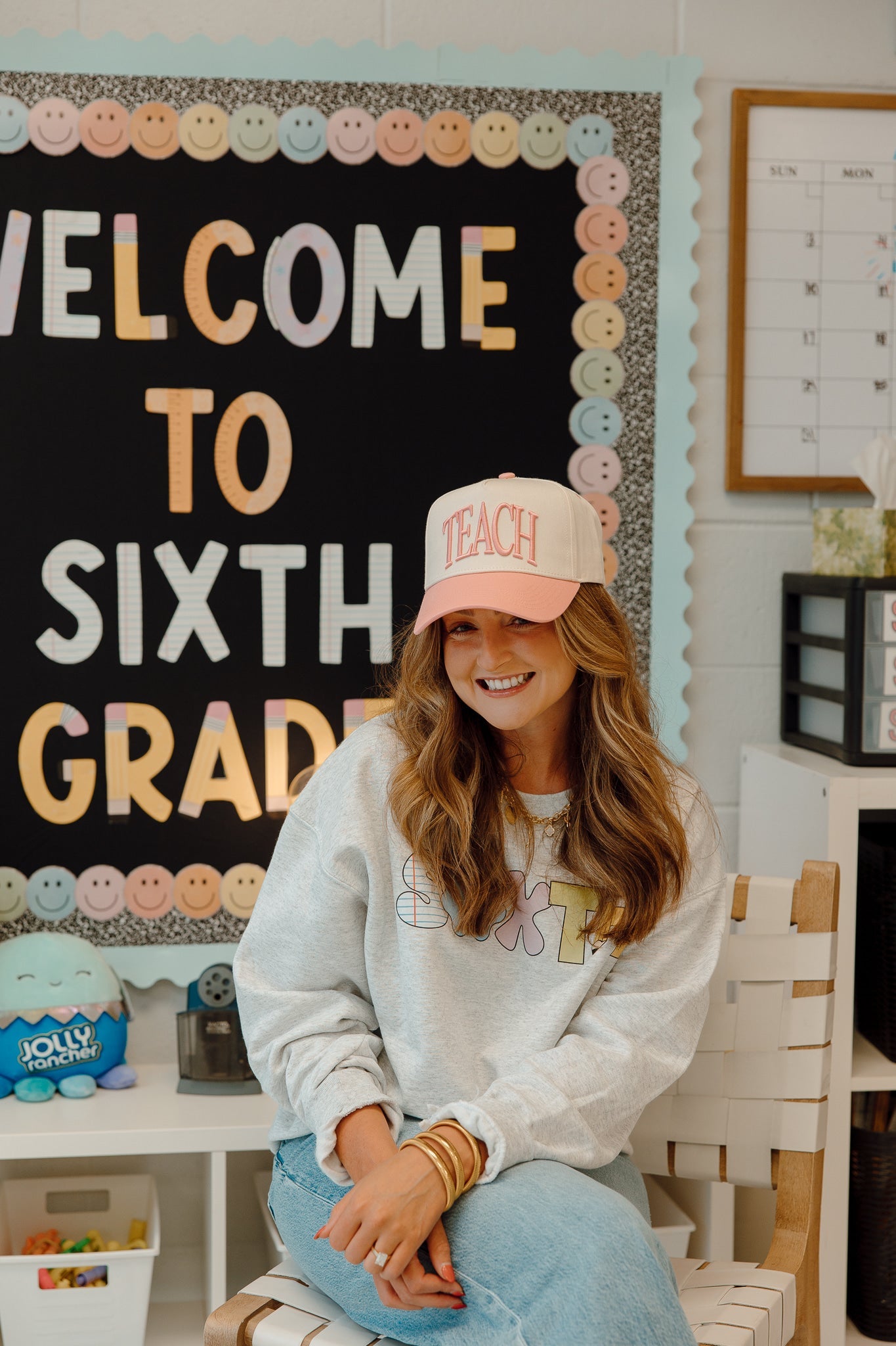 TEACH - Pink Vintage Trucker Hat