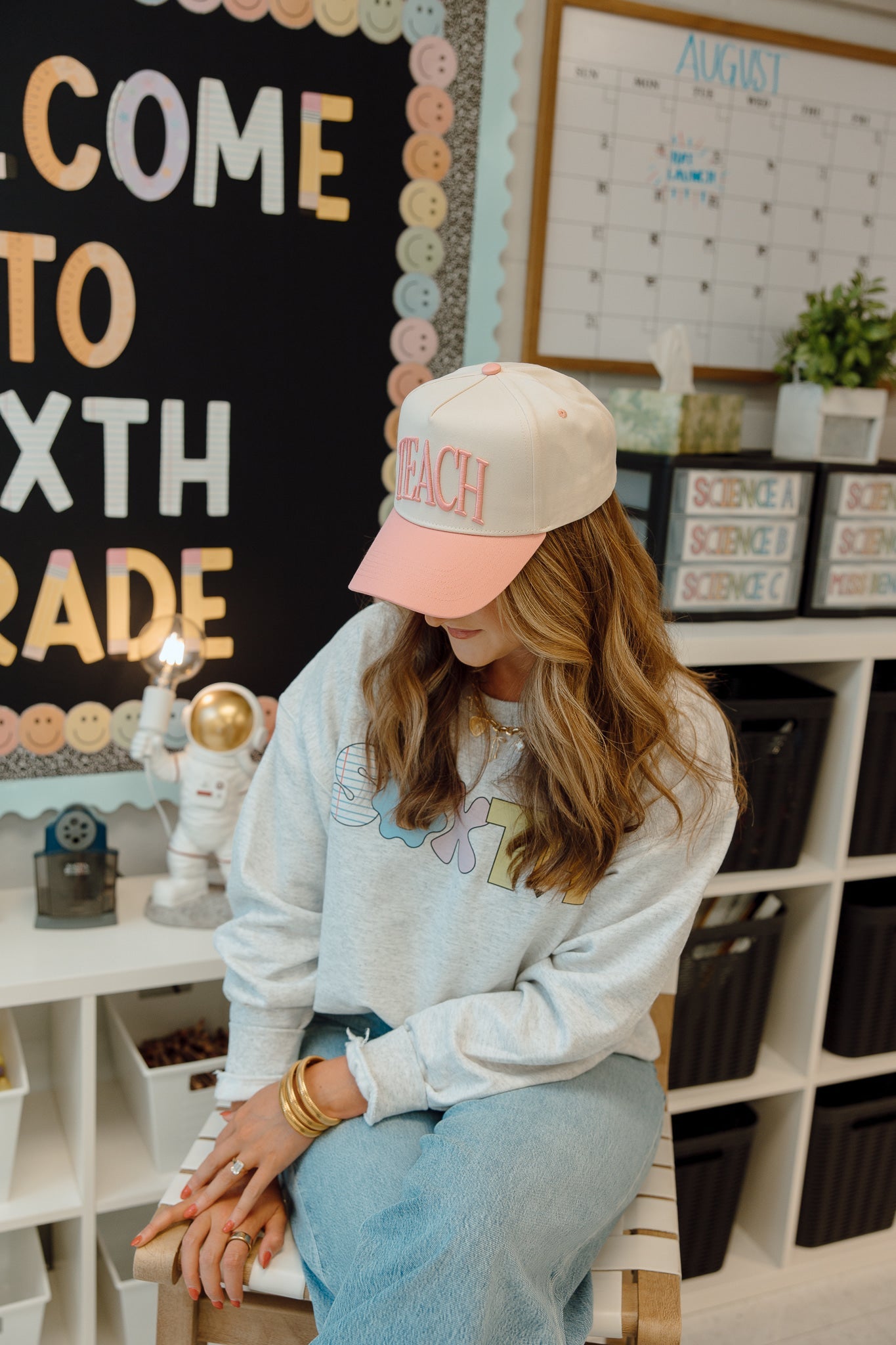 TEACH - Pink Vintage Trucker Hat