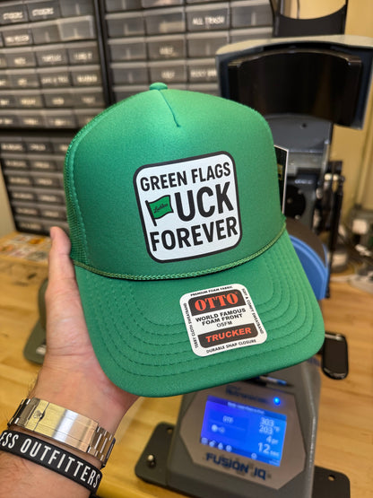 Green Flags F Forever Trucker Hat
