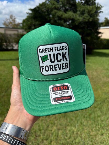Green Flags F Forever Trucker Hat