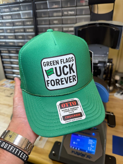 Green Flags F Forever Trucker Hat